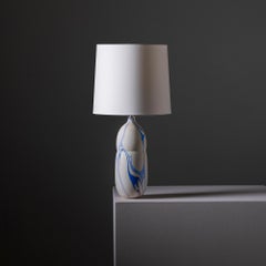 Contemporary Oblong Marbled Mimas Table Lamp in Blue by Elyse Graham