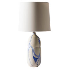 Contemporary Oblong Marbled Mimas Table Lamp in Blue by Elyse Graham