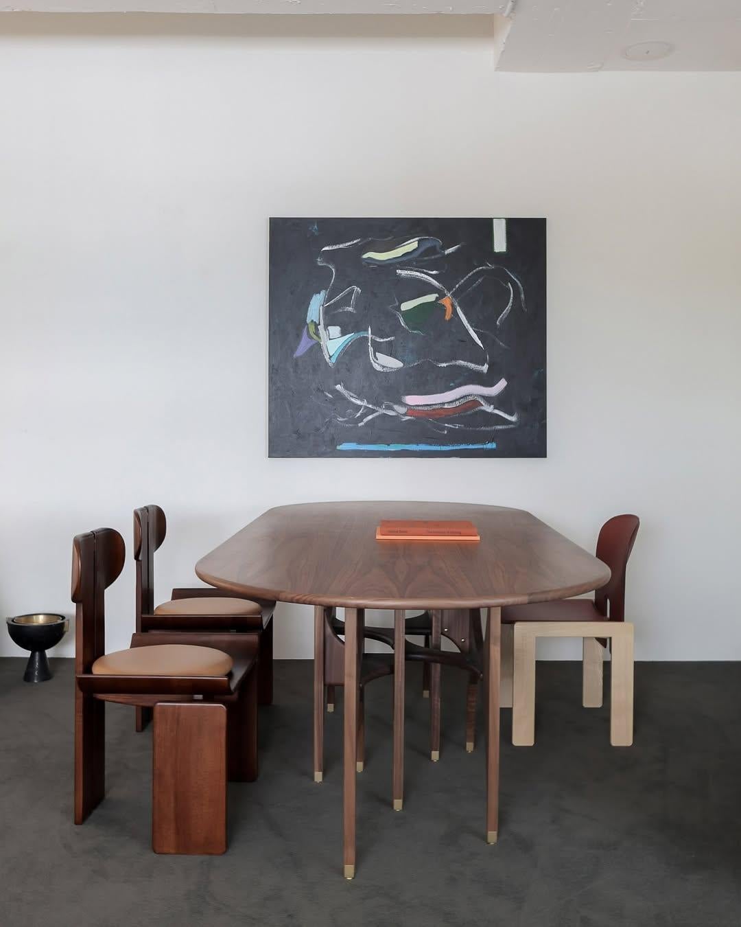 Contemporary Butterfly Oblong Table in Solid natural walnut by