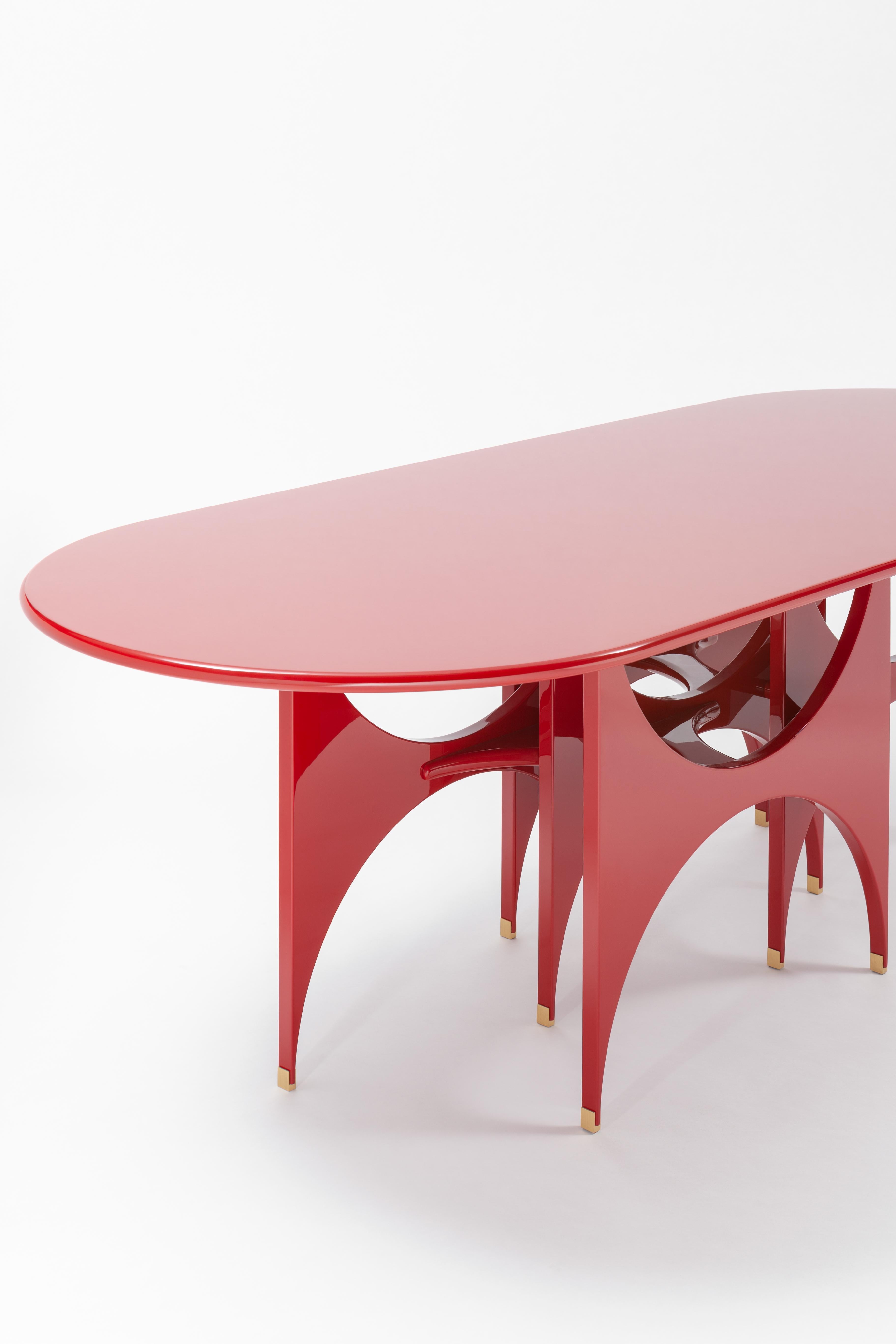 Other Contemporary Oblong Table in Red Butterfly by Hannes Peer For Sale