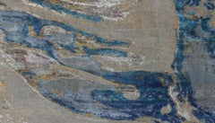 Contemporary Ocean Abstract Pattern Hand-Knotted Wool and Silk Wall Tapestry