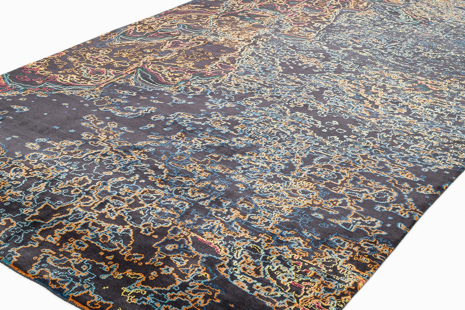 Organique Tapis contemporain Oceanic Modern Abstract Colorful New World by Joseph Carini en vente