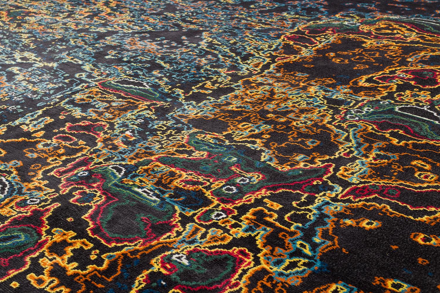 Népalais Tapis contemporain Oceanic Modern Abstract Colorful New World by Joseph Carini en vente