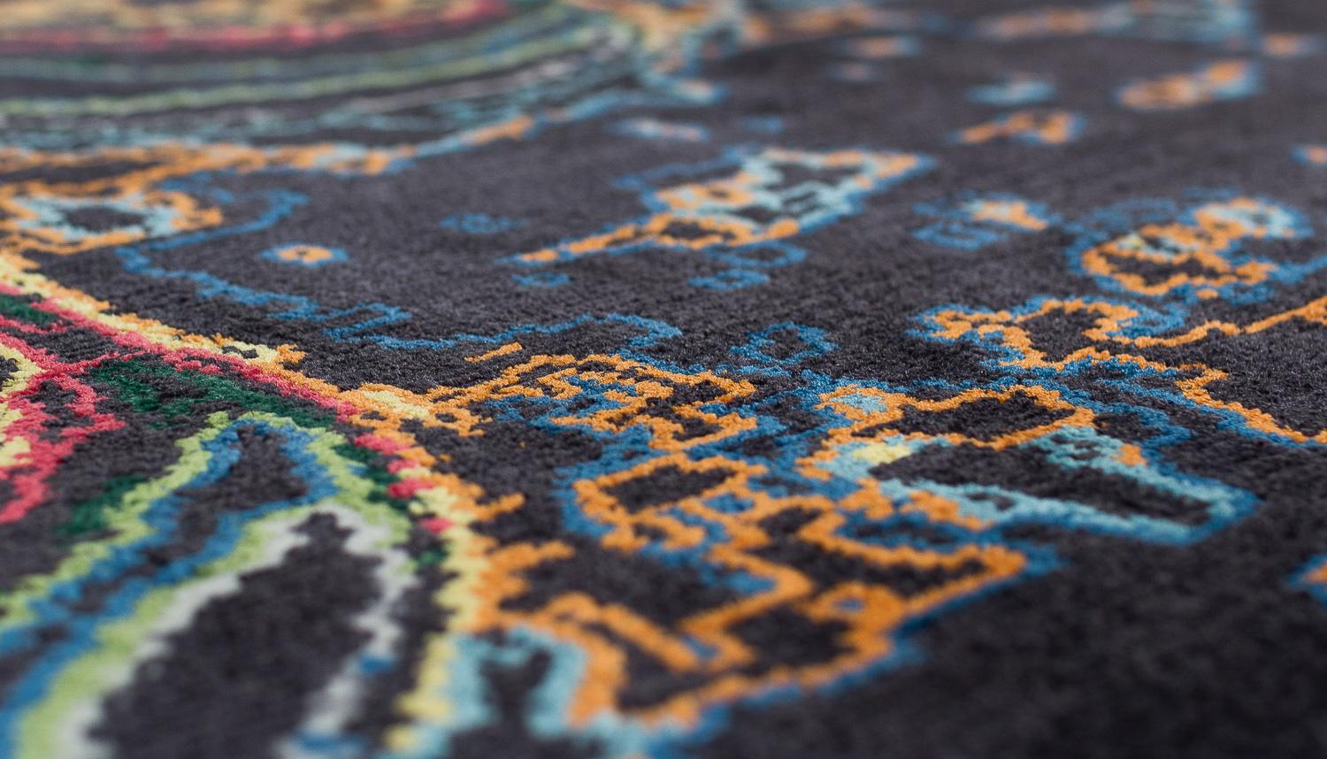 Laine Tapis contemporain Oceanic Modern Abstract Colorful New World by Joseph Carini en vente