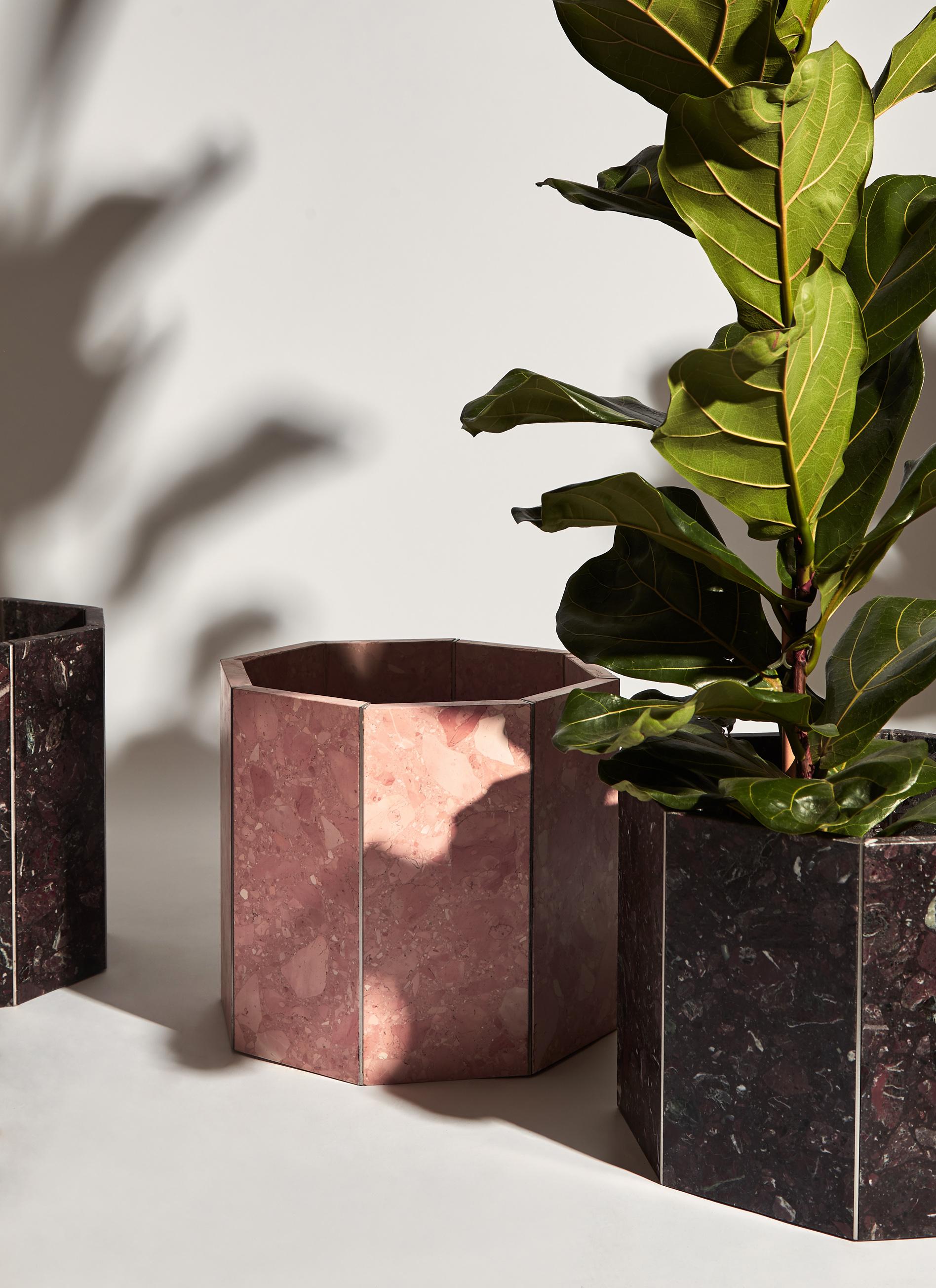 Contemporary Octagon Narcissus Planter / Pot in Pink Rosa Perlino Terrazzo In New Condition For Sale In London, GB