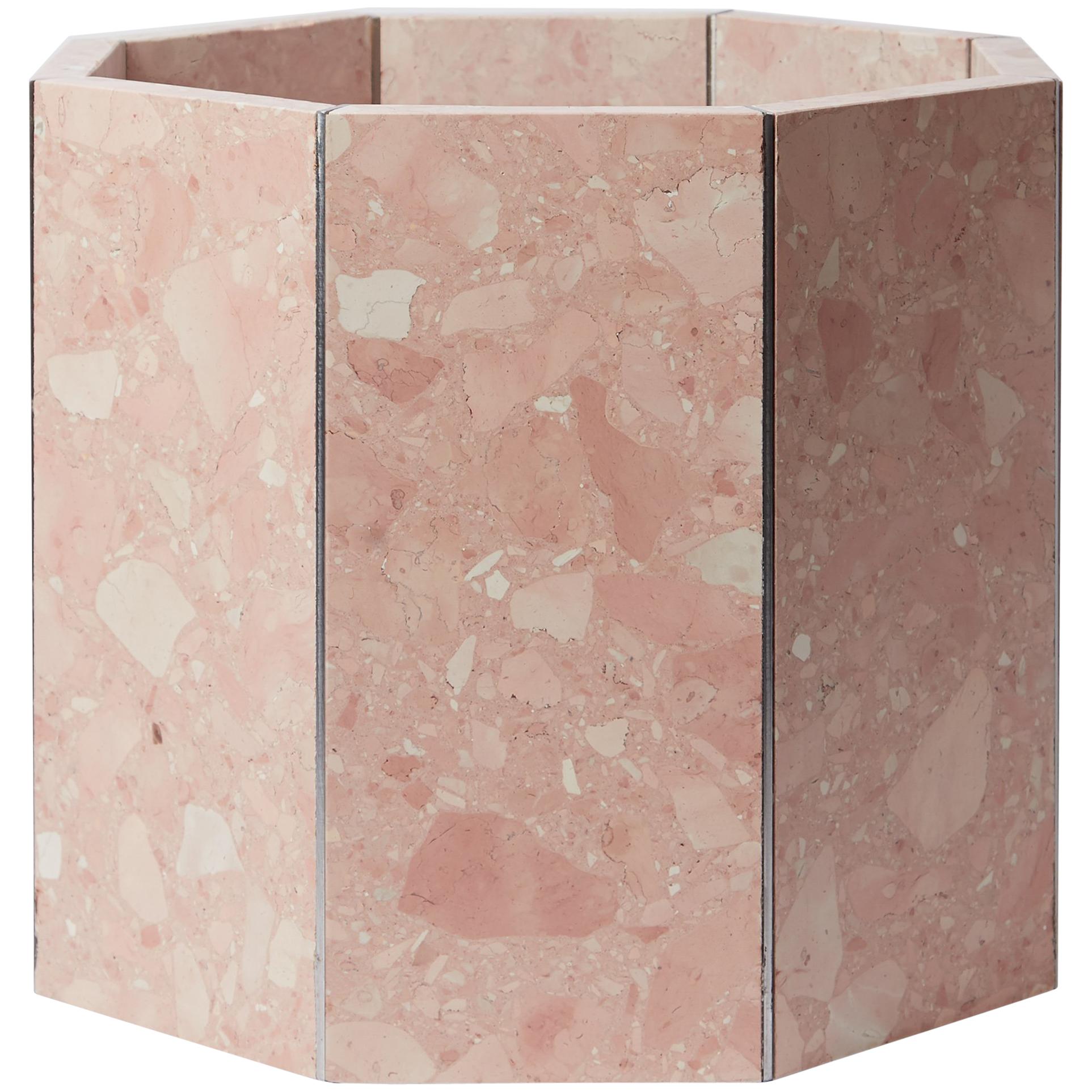 Contemporary Octagon Narcissus Planter / Pot in Pink Rosa Perlino Terrazzo For Sale