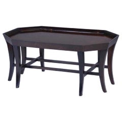 Contemporary Octagonal Burled Wood and Black Coffee Table