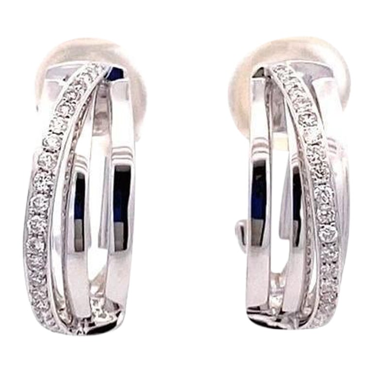 Contemporary Odelia 0.66 tcw Diamond 18K White Gold Omega Back Hoops en venta