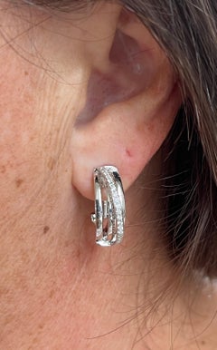 Contemporary Odelia Diamond and 18kt White Gold Omega Back Hoops