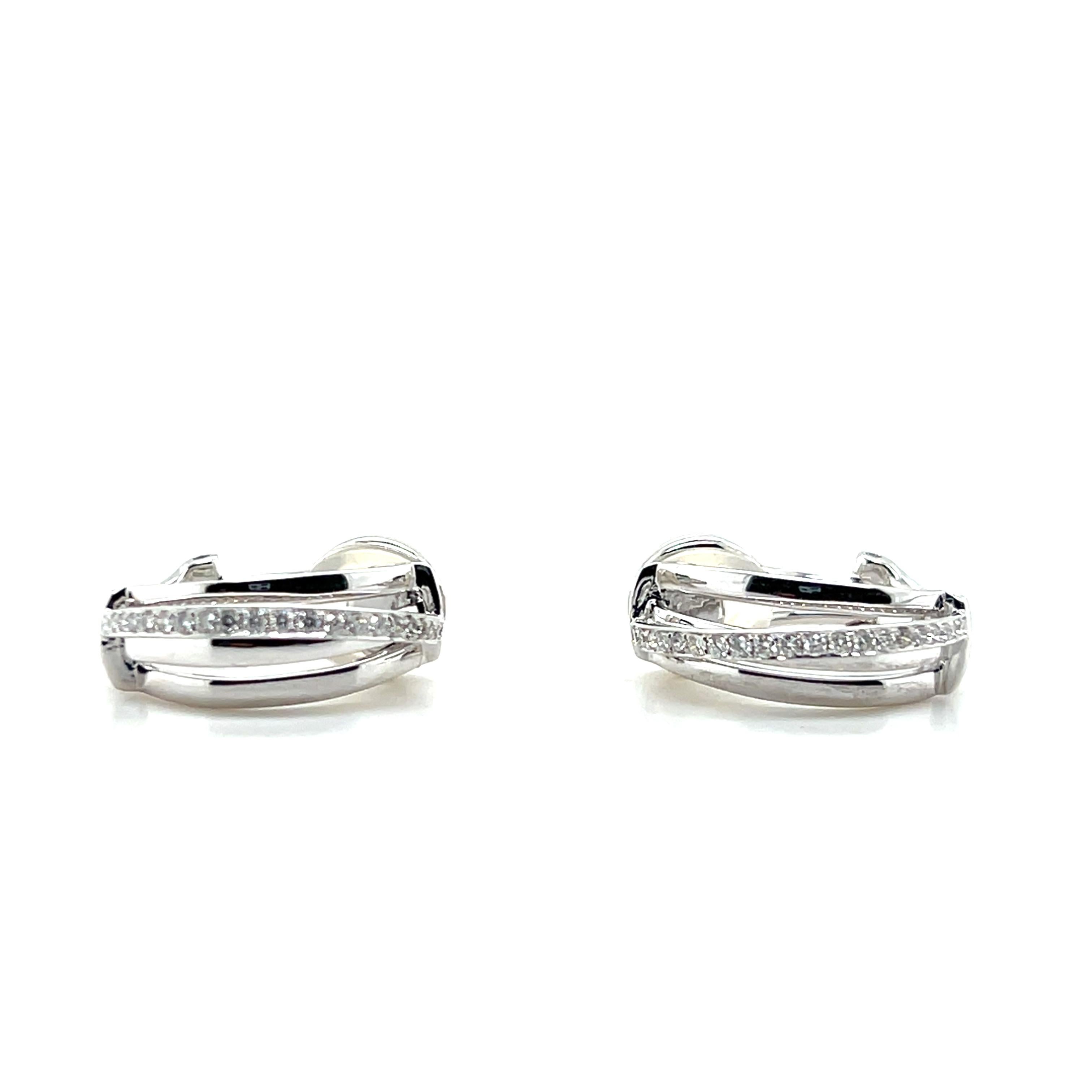 Aros Omega Contemporáneos de Diamantes Odelia y Oro Blanco de 18kt Corte redondo en venta