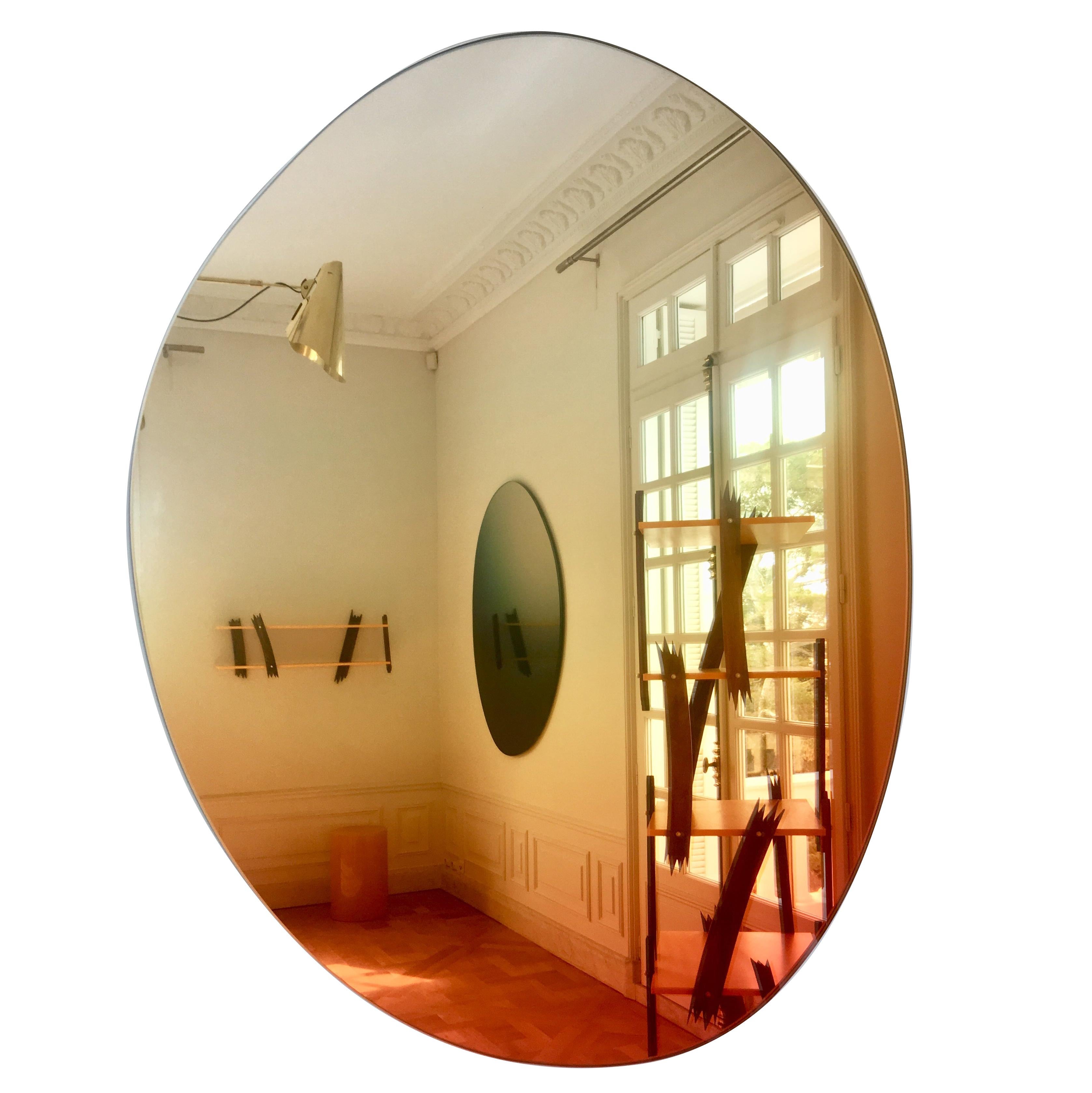 Miroir mural contemporain à teinte ronde dénudée #4  par Sabine Marcelis, Sunrise Orange