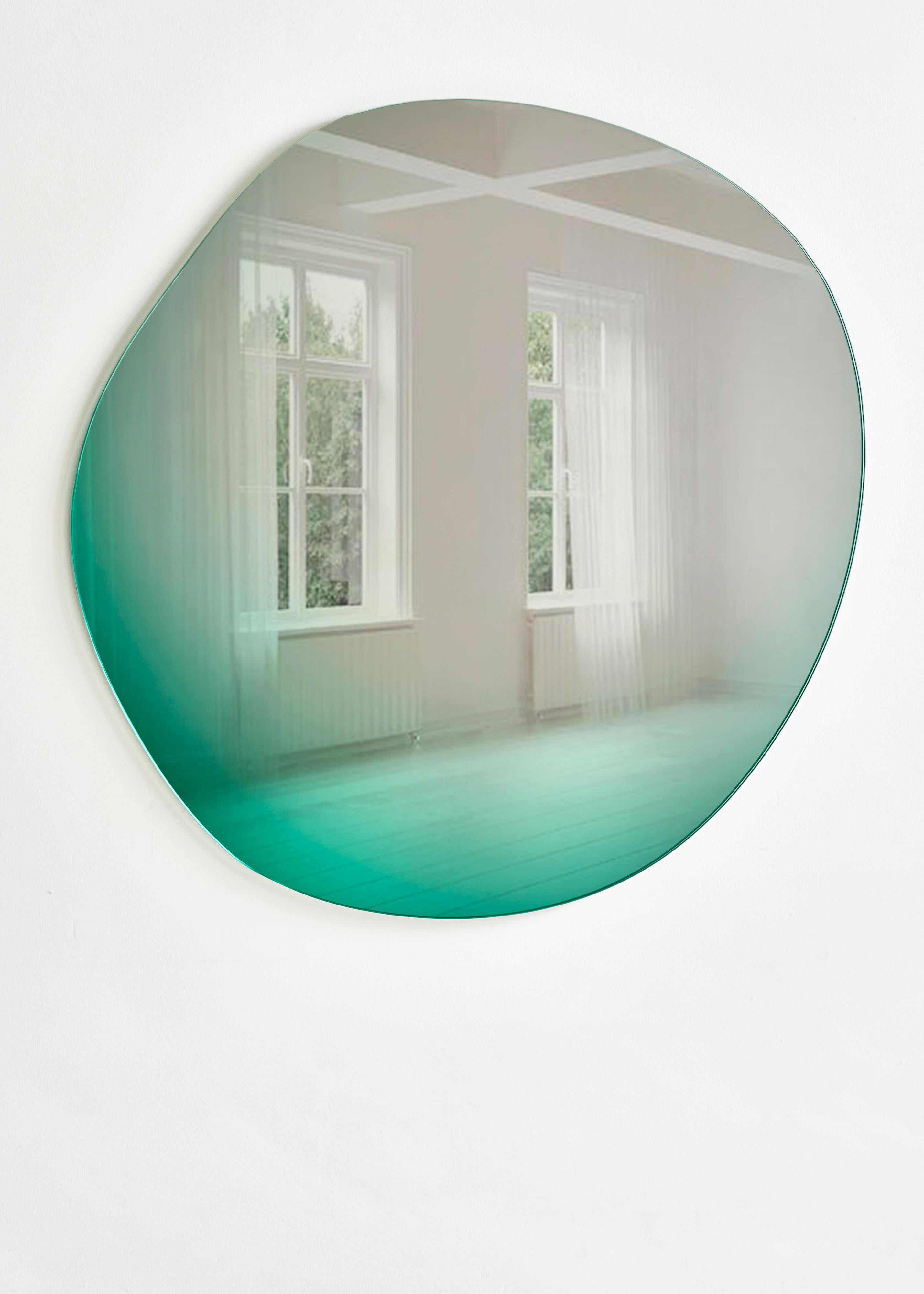 Modern Contemporary Green Wall Mirror Off Round Hue #5 by Sabine Marcelis For Sale