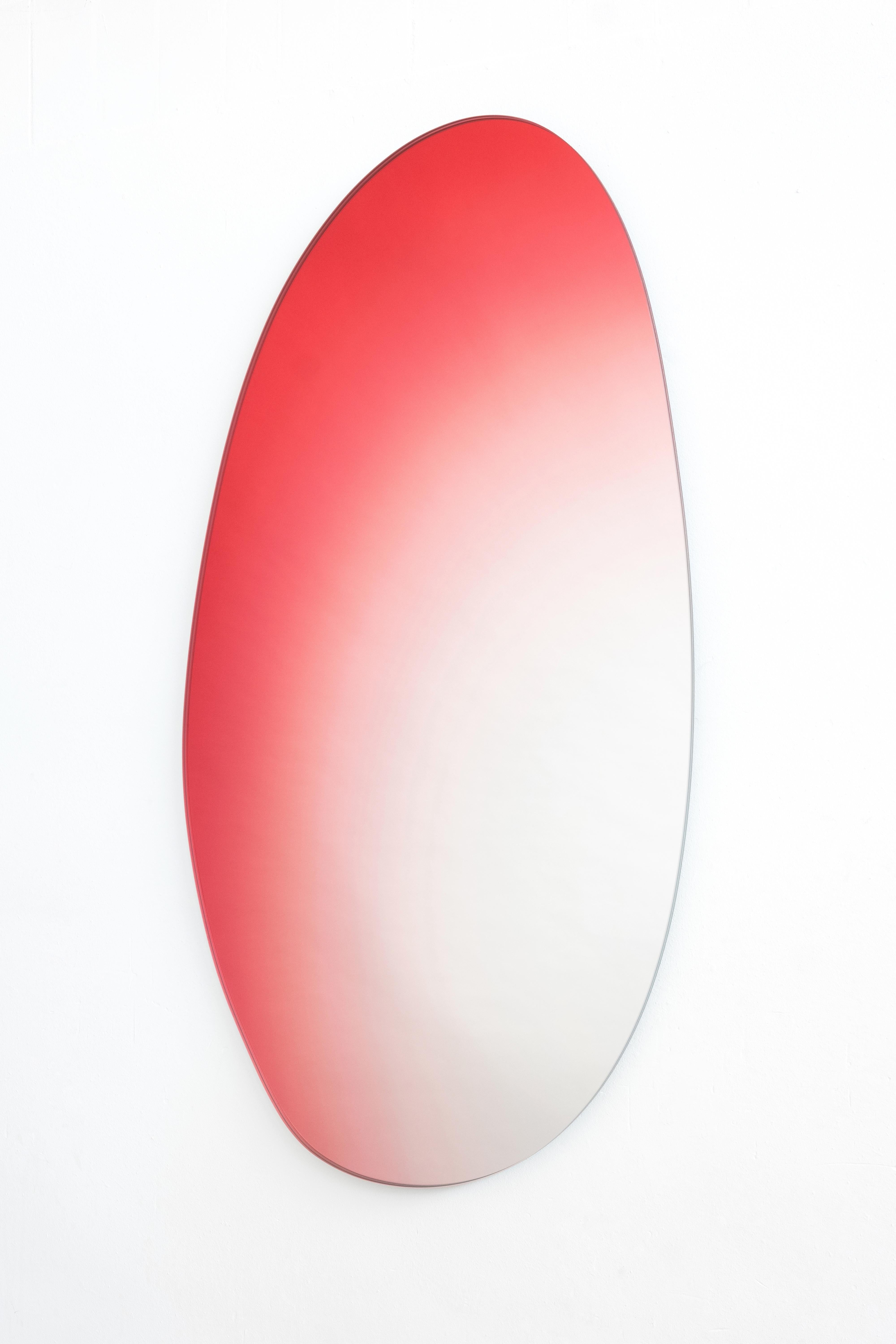 Modern Contemporary Red Body Mirror, Off Round Hue #2, Wall Mirror by Sabine Marcelis For Sale