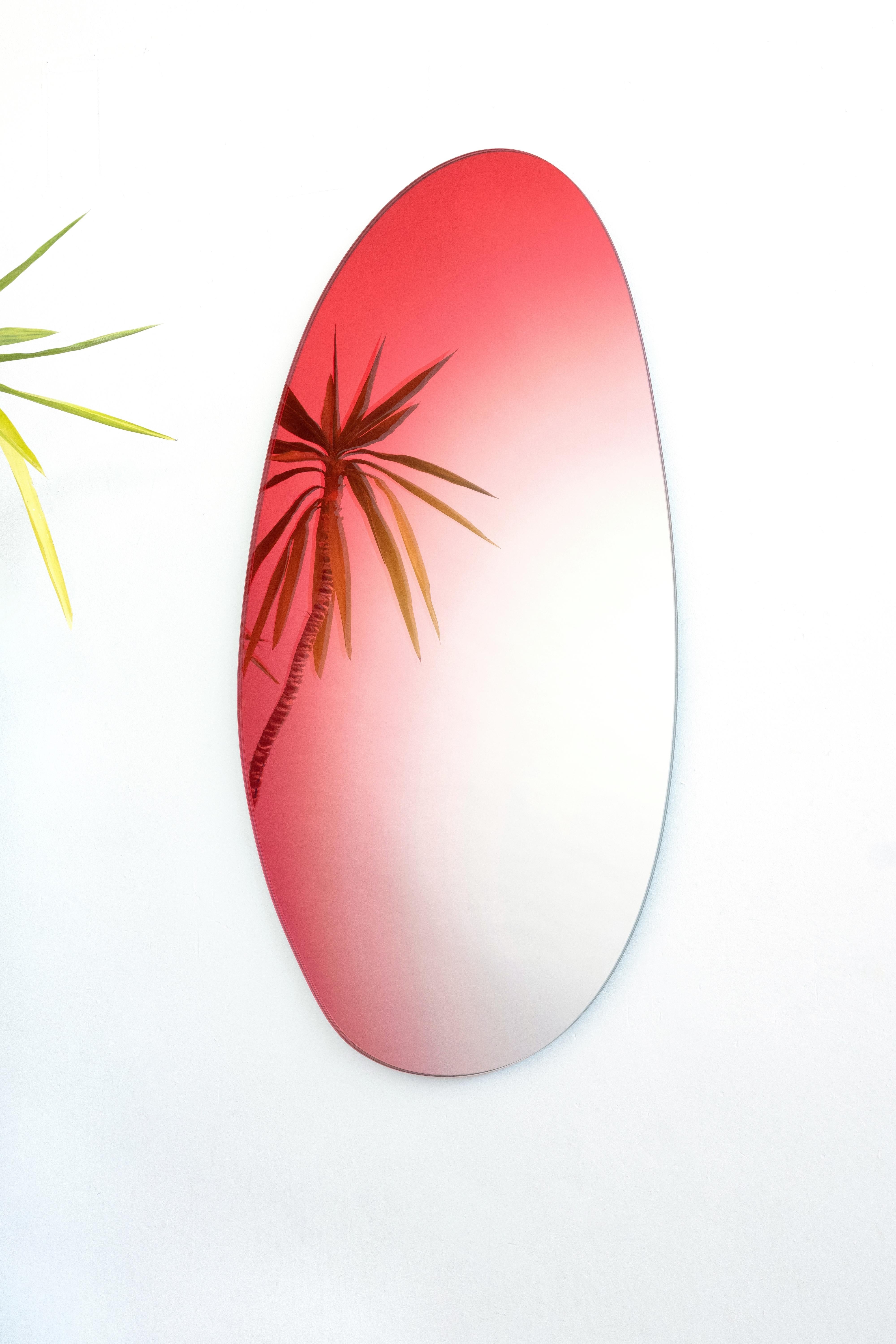 Dutch Contemporary Red Body Mirror, Off Round Hue #2, Wall Mirror by Sabine Marcelis For Sale