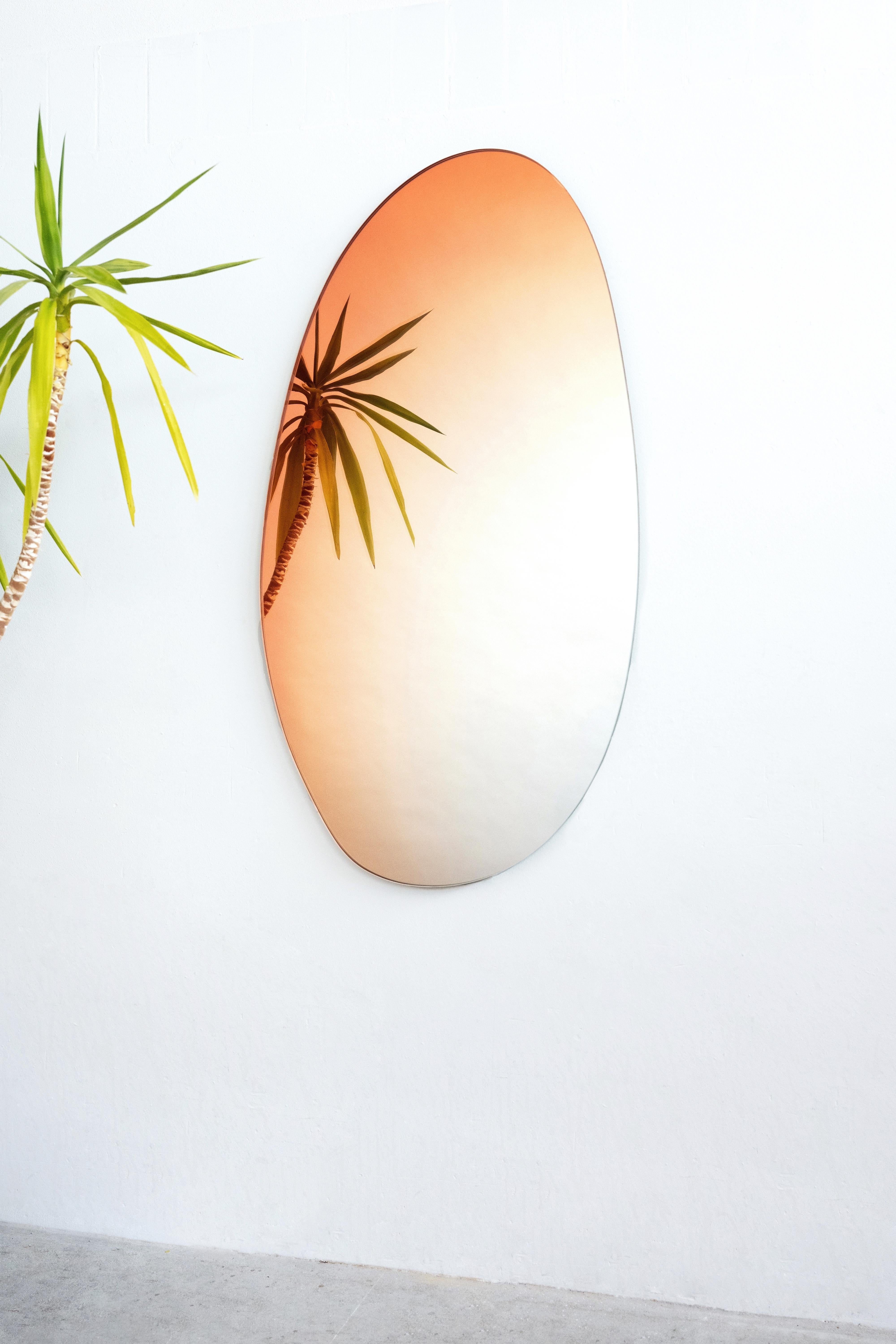 Glass Contemporary Body Mirror Off Round Hue #2 by Sabine Marcelis, Caramel Orange For Sale