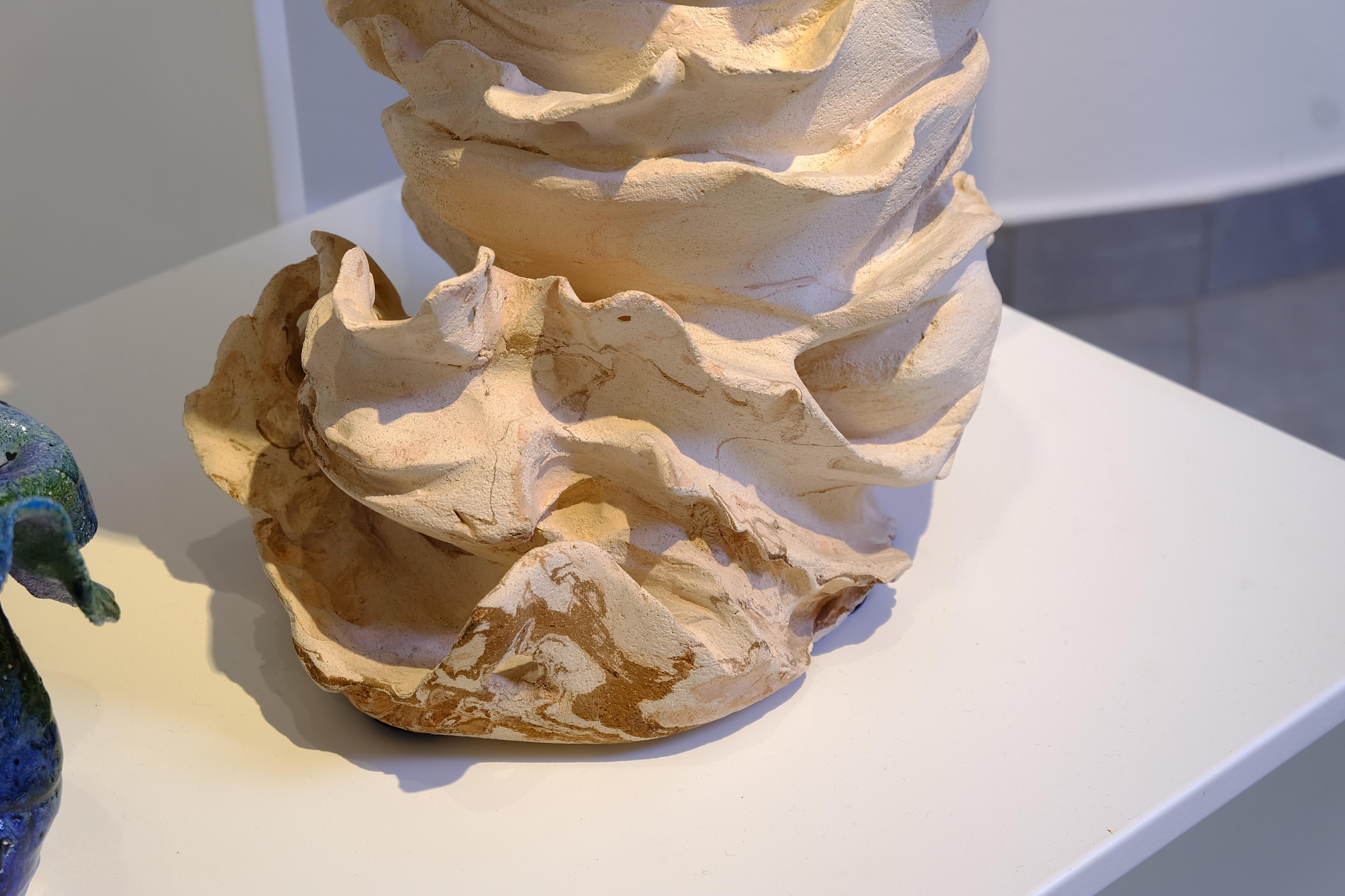 Expressionist Contemporary Off-White Clay Sculpture For Sale