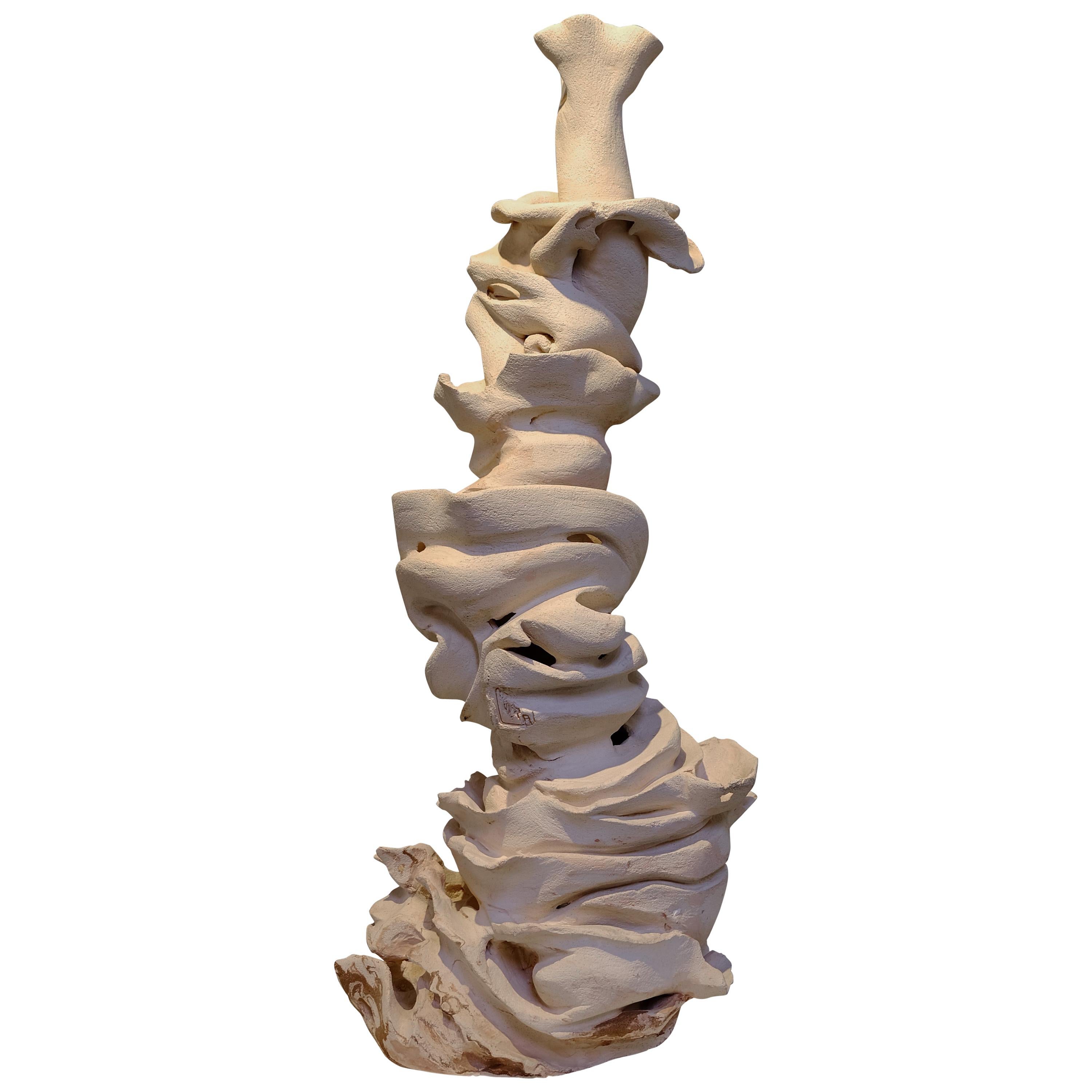 Contemporary Off-White Clay Sculpture For Sale