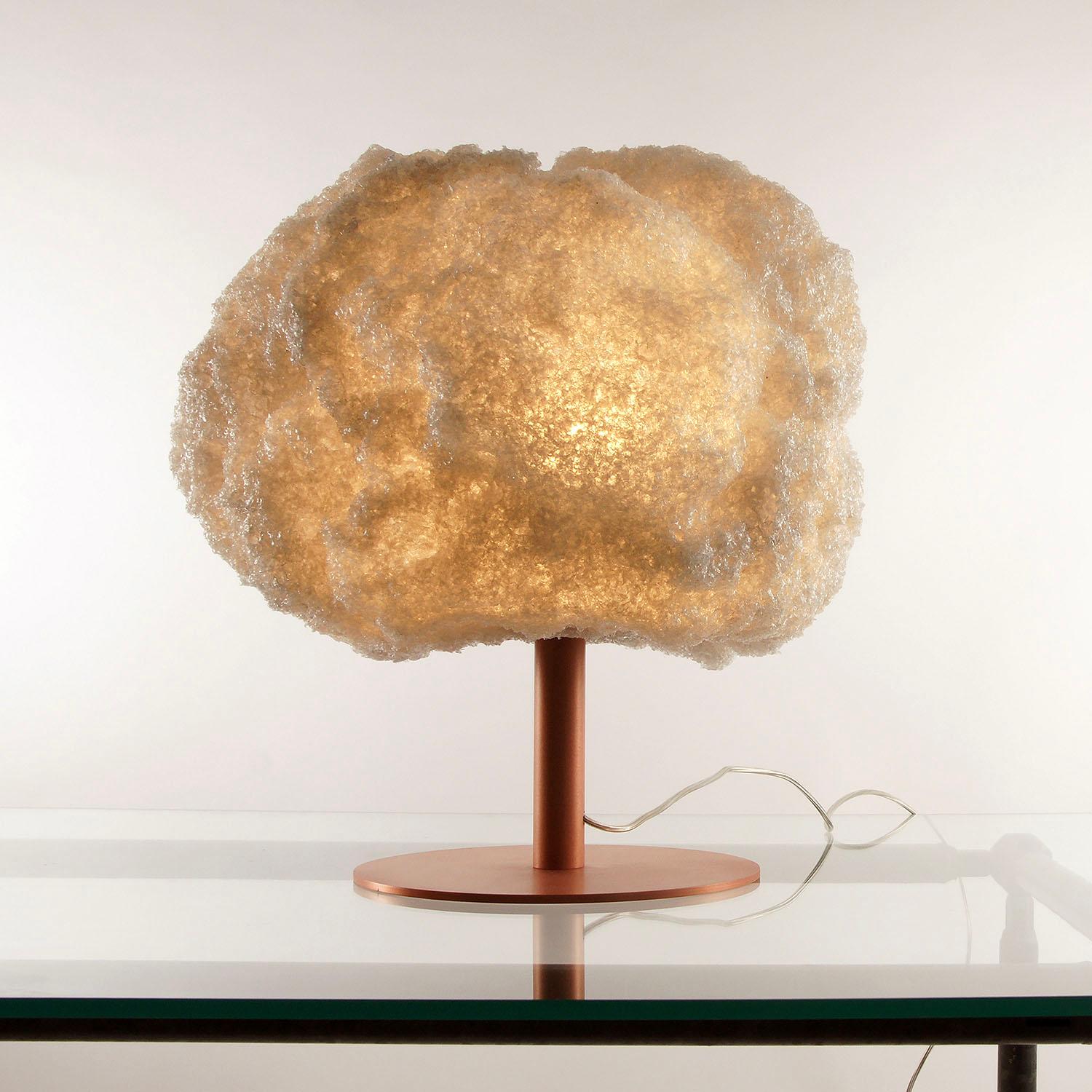 German Contemporary Off-White Table Lamp, Storm Light Copper by Johannes Hemann For Sale