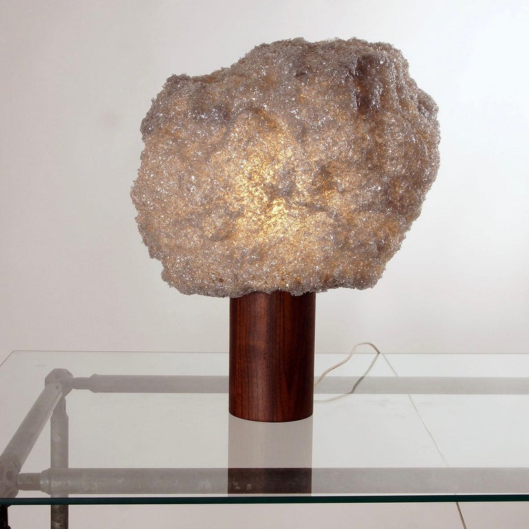 Modern Contemporary Off-White Table Lamp, Storm Light Walnut by Johannes Hemann For Sale