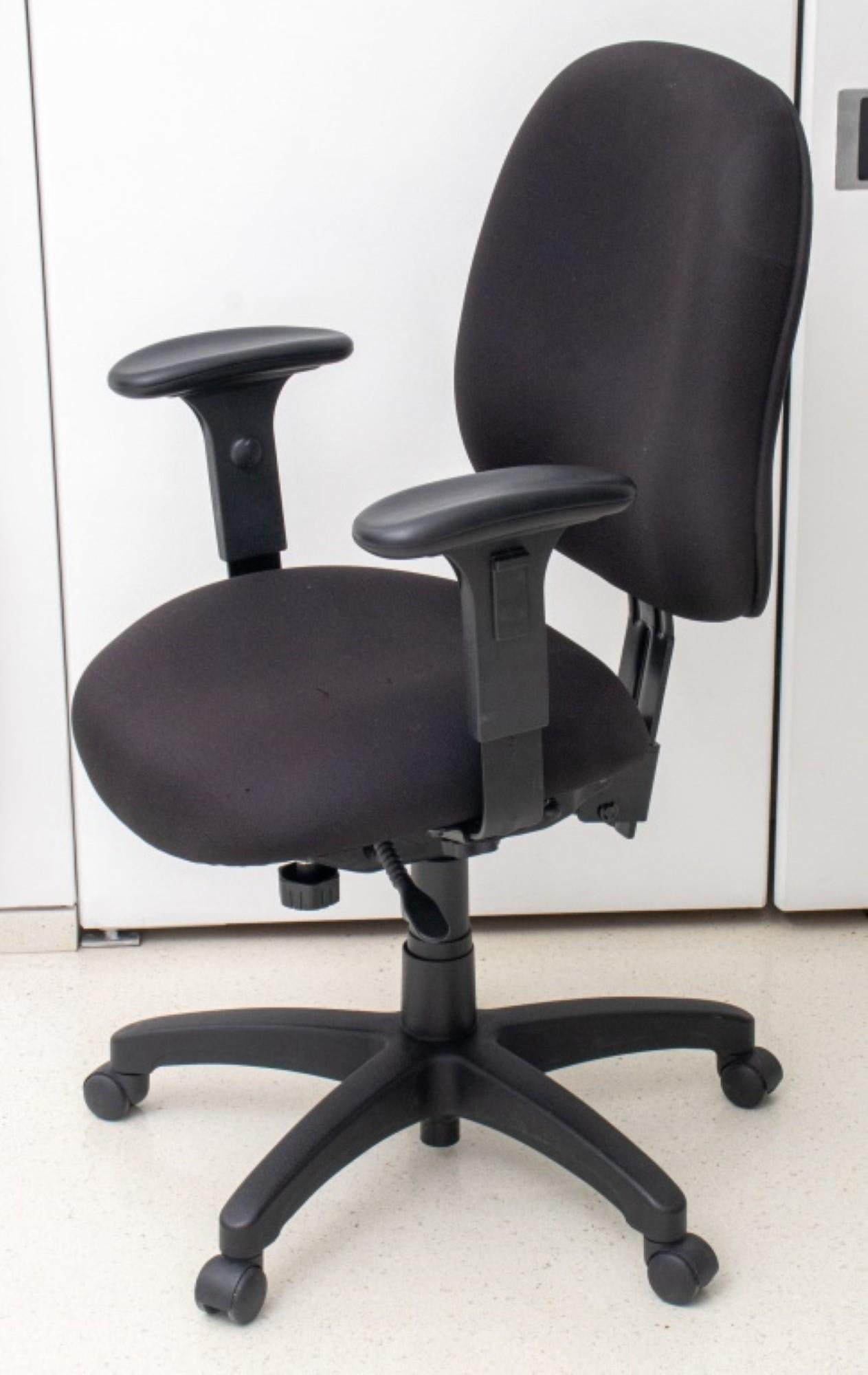 The office chair you described has adjustable features, including an adjustable back, arms, and seat. 

 Dimensions are 32 inches in height (adjustable), 26 inches in width, 24 inches in depth, and an adjustable seat height ranging around 18 inches.