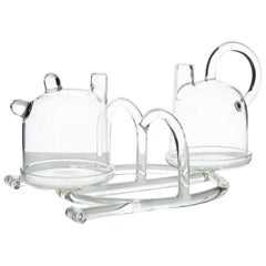 Contemporary Oil and Vinegar Cruet Tableware Kitchen Set Glass Handmade