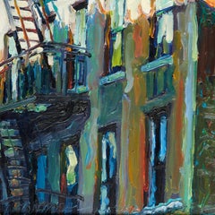 Contemporary Oil on Masonite of NYC Buildings, Tim Folzenlogen