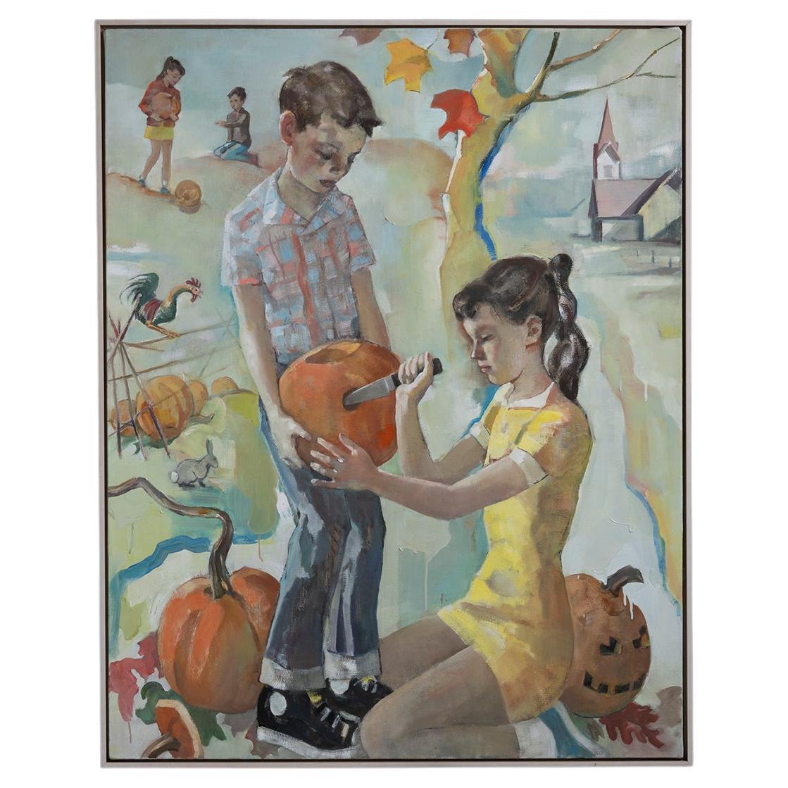 Zeitgenössisches Ölgemälde - "Der beste Kürbis" von Mike Cockrill 2006 im Angebot