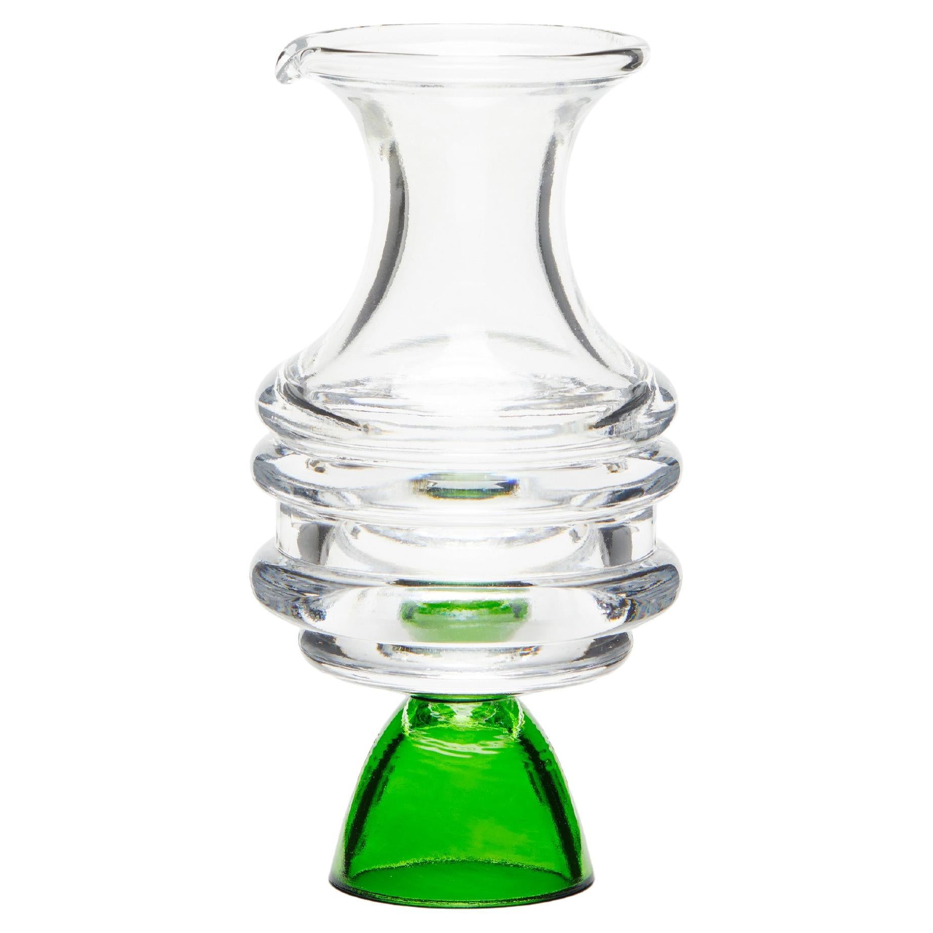 Contemporary Oil Vinegar Blown Green Glass Server Handcrafted by Natalia Criado For Sale