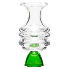 Retro Contemporary Oil Vinegar Blown Green Glass Server Handcrafted by Natalia Criado