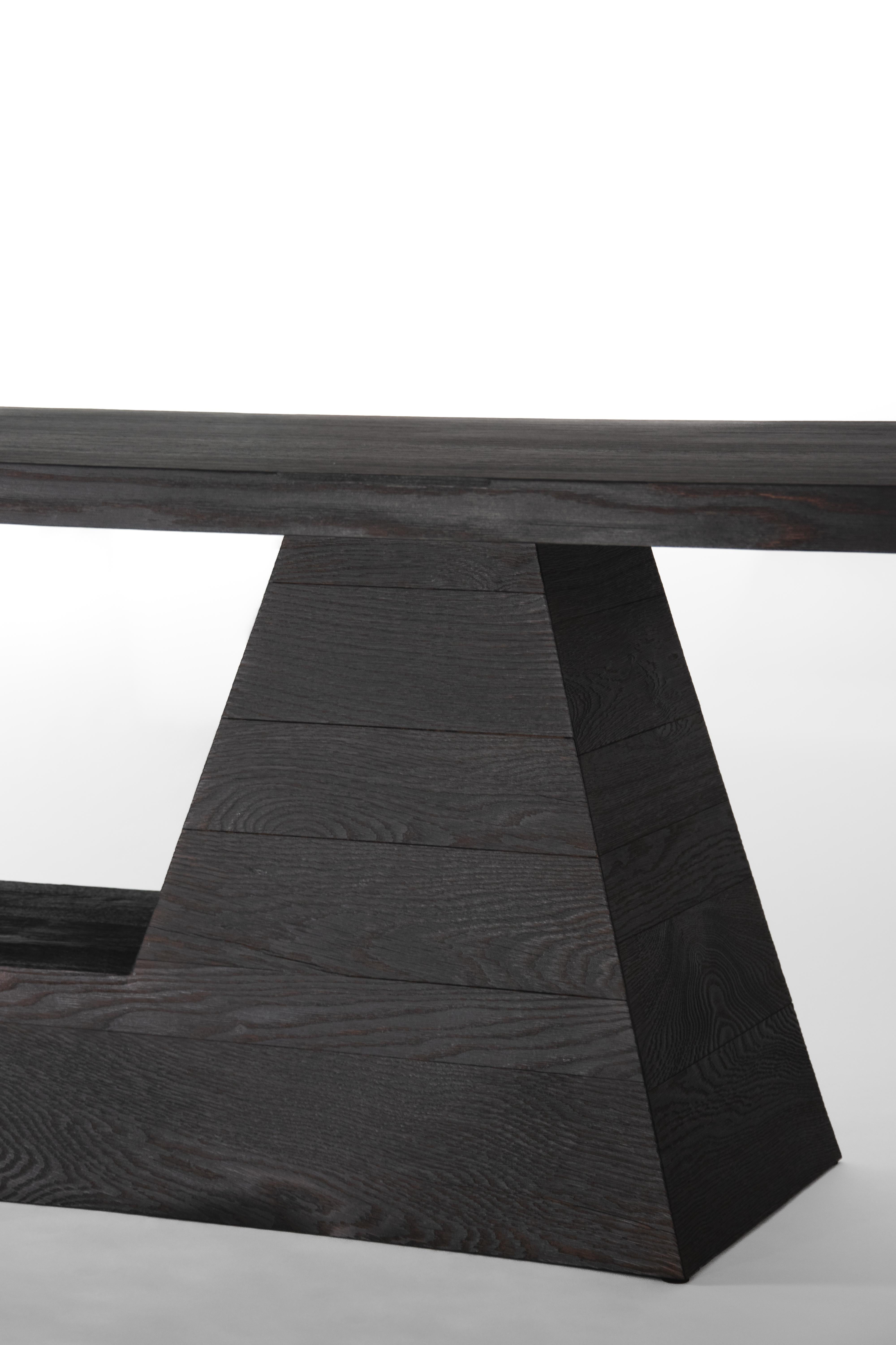 Brutalist Contemporary 'OKA' Dining Table by Eichkorn, Burnt Oak, Customizable For Sale