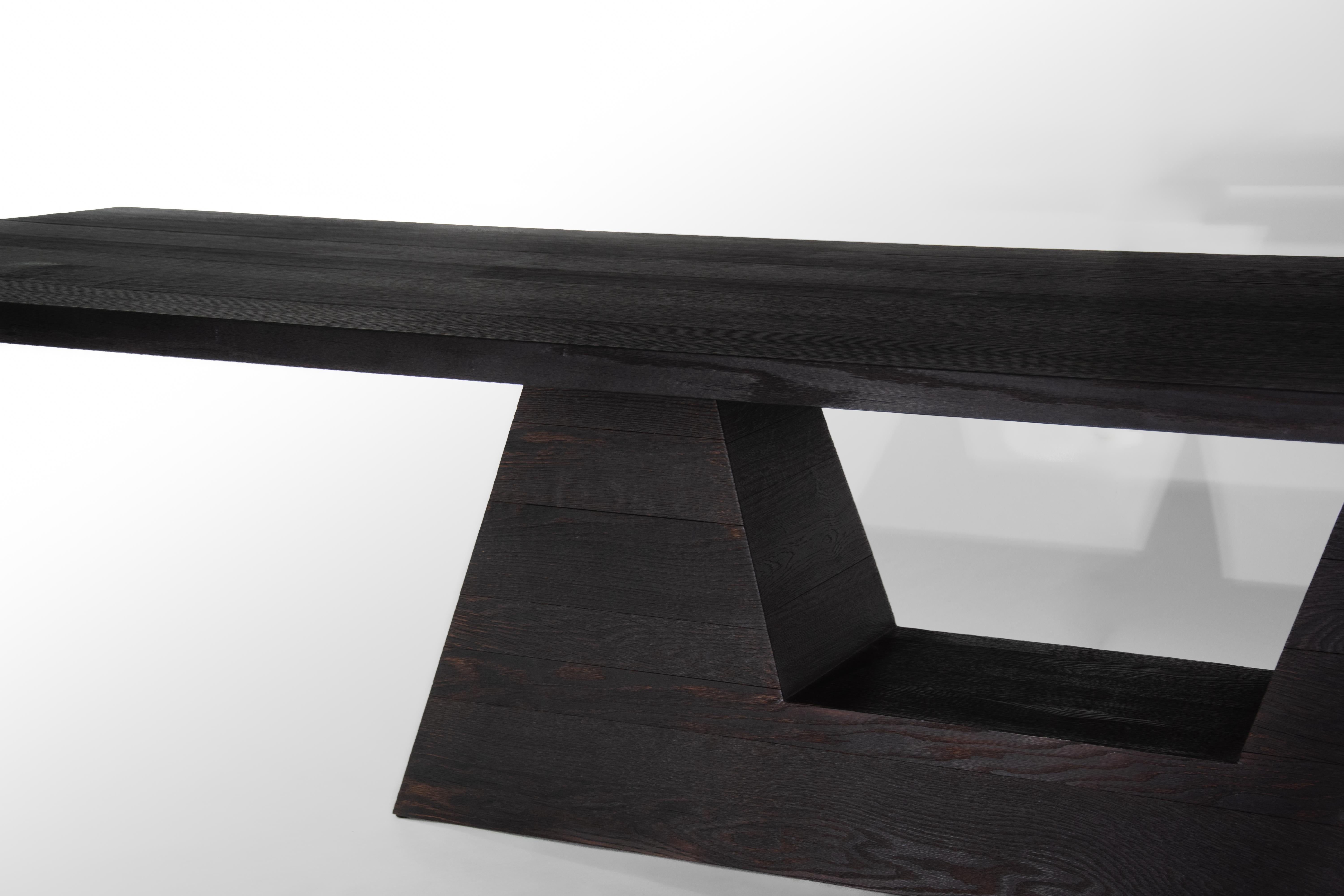 Contemporary 'OKA' Dining Table by Eichkorn, Burnt Oak, Customizable For Sale 1
