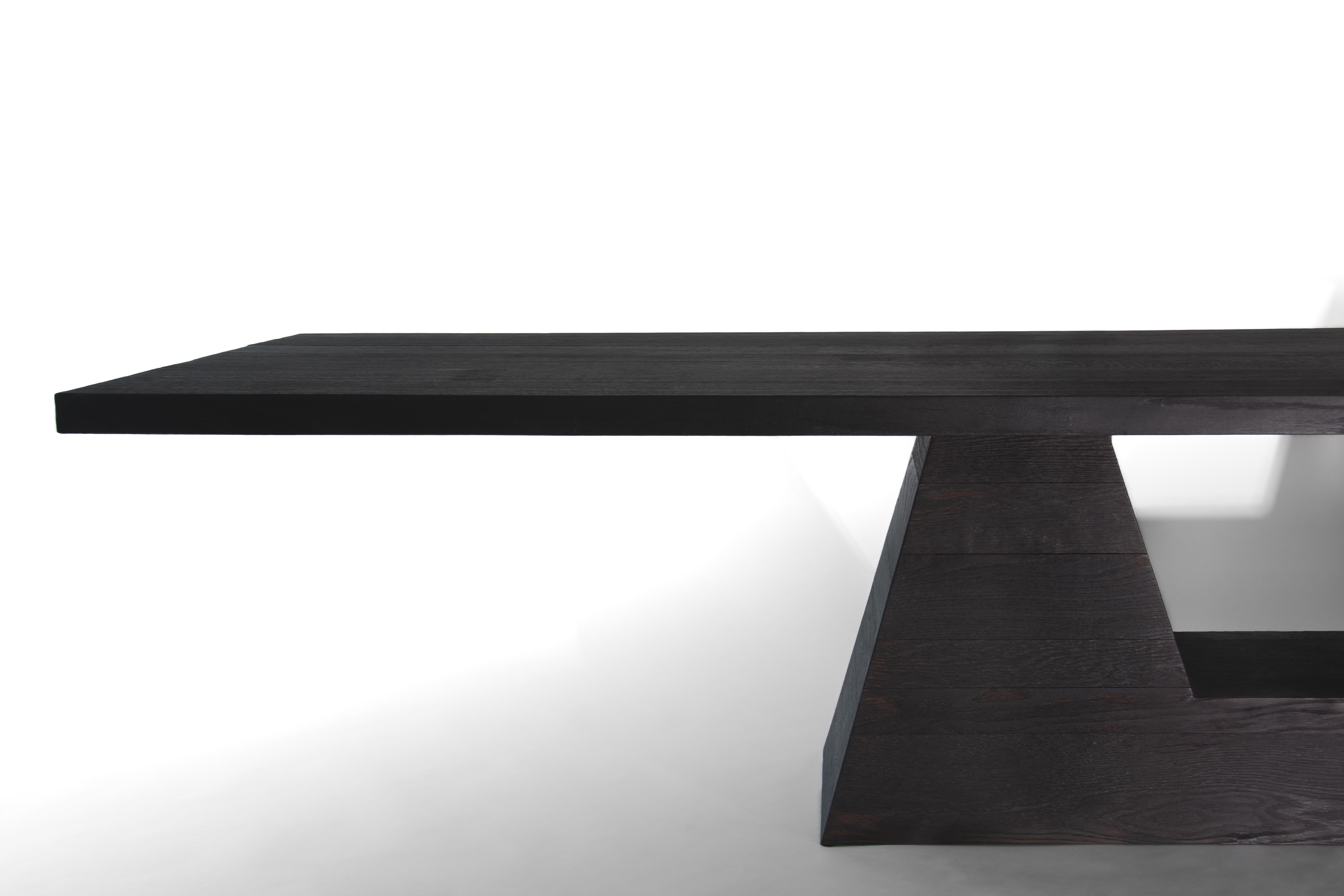 Contemporary 'OKA' Dining Table by Eichkorn, Burnt Oak, Customizable For Sale 2