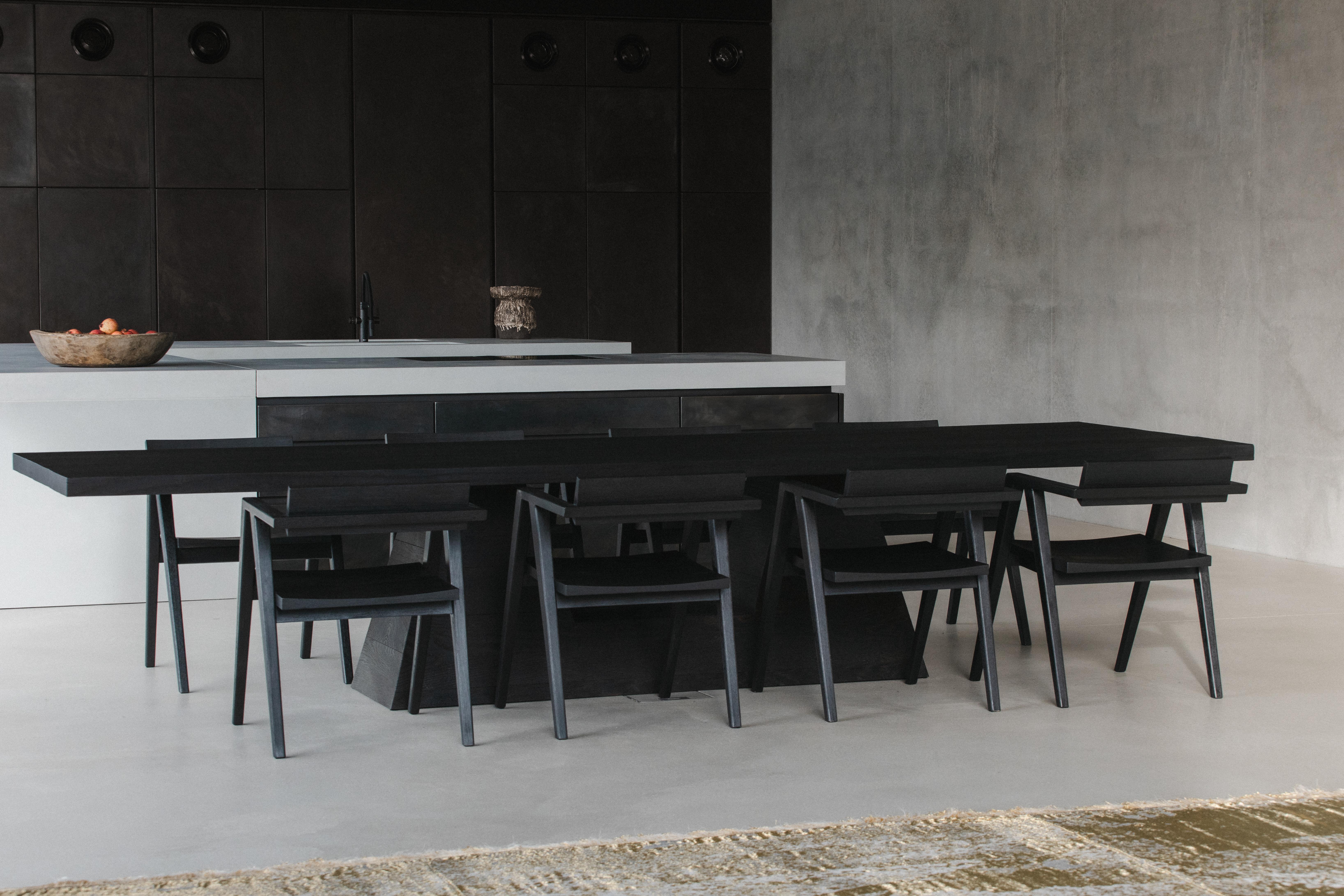 Contemporary 'OKA' Dining Table by Eichkorn, Burnt Oak, Customizable For Sale 3