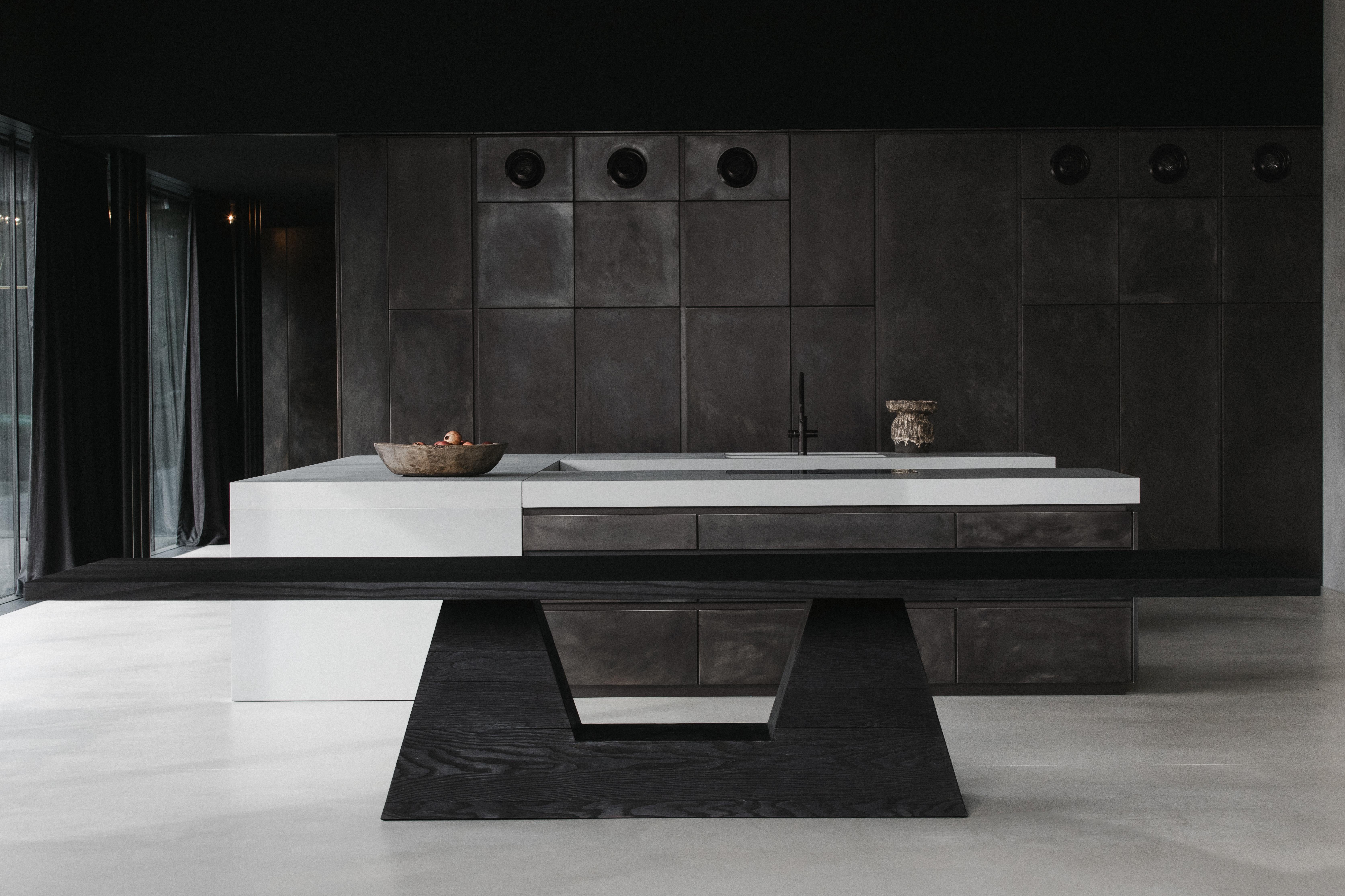 Contemporary 'OKA' Dining Table by Eichkorn, Burnt Oak, Customizable For Sale 4