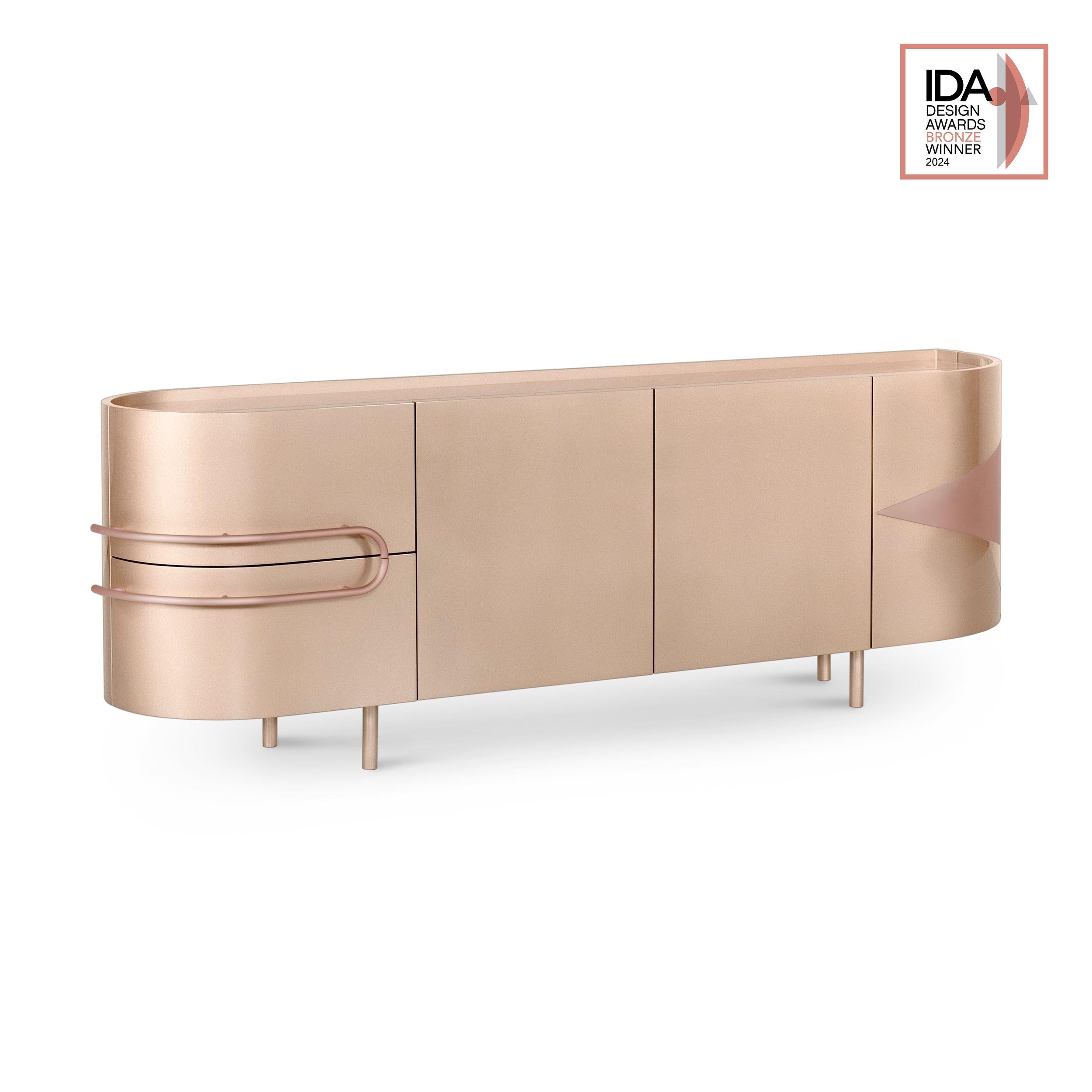 Contemporary Olival Stone Sideboard, Rose Gold, Handmade by Greenapple