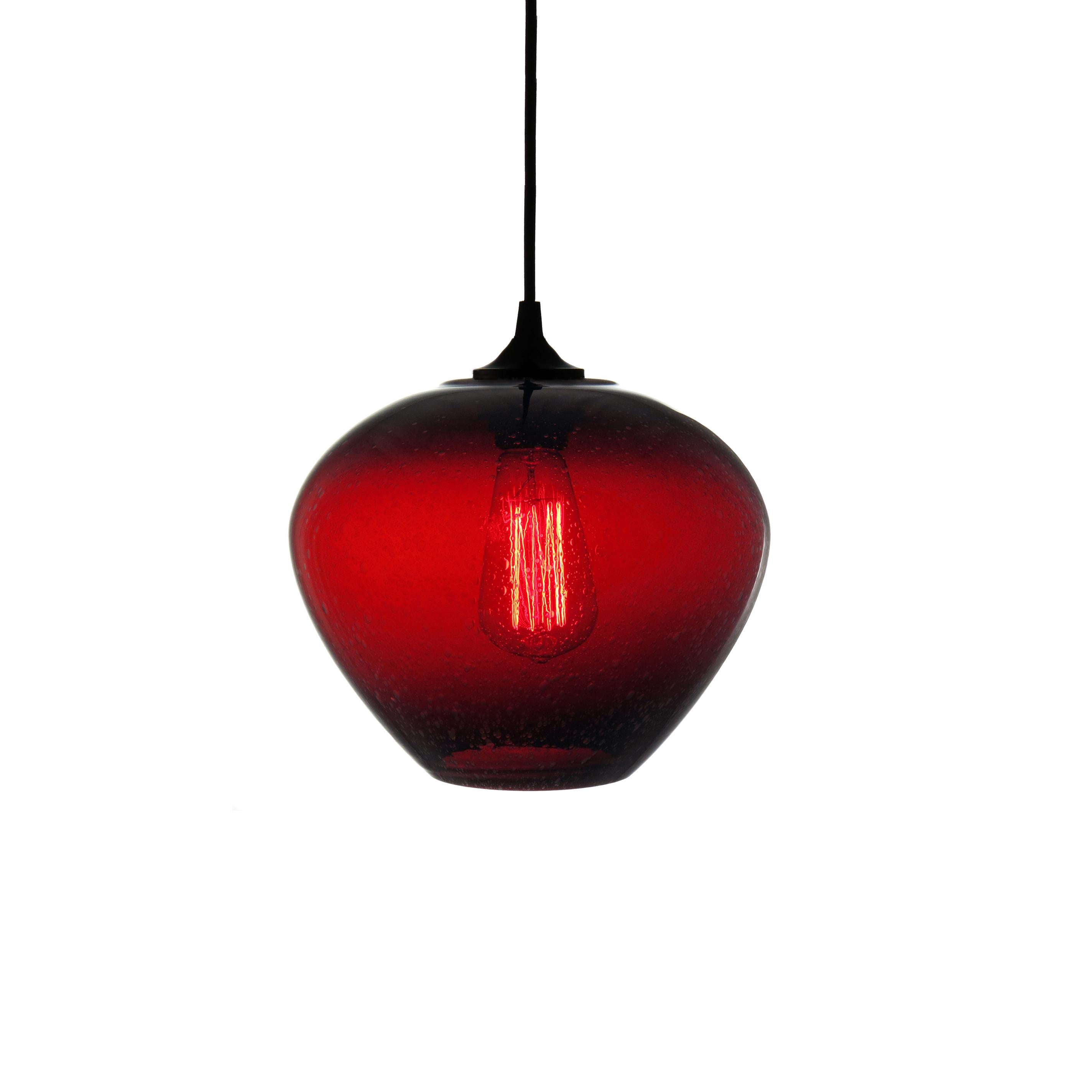 Blown Glass Contemporary Hand Blown Pendant Lamp in Golden Olive Finish For Sale