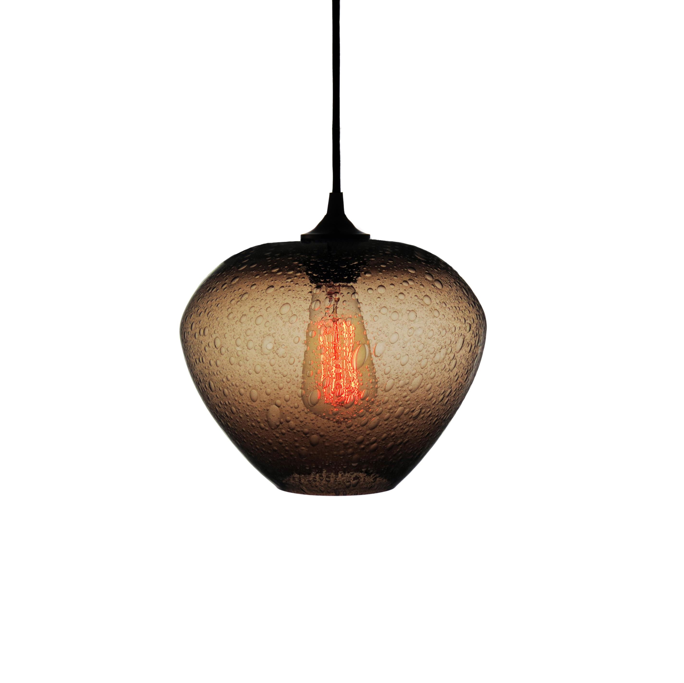 Mexican Contemporary Hand Blown Pendant Lamp in Golden Olive Finish For Sale