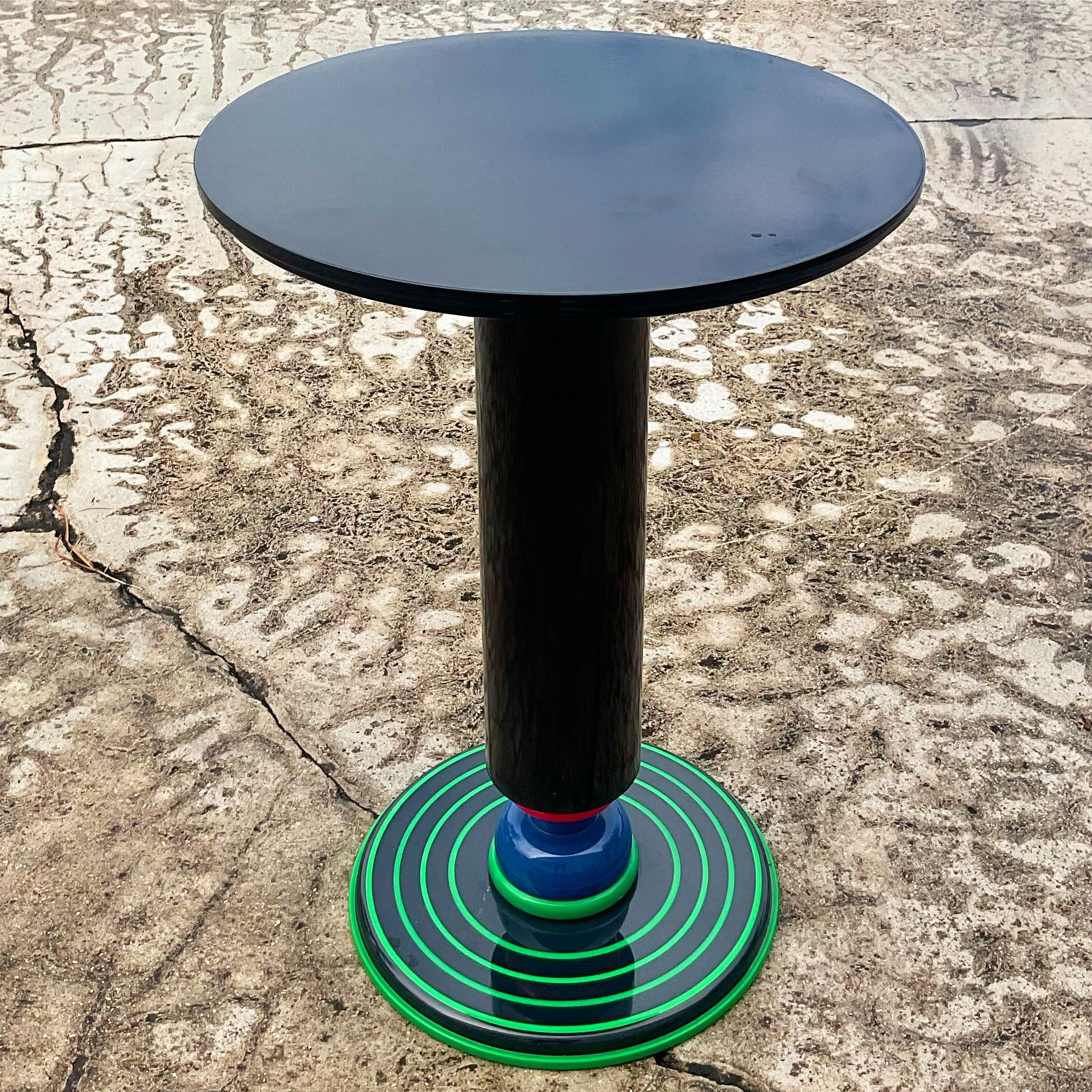 Post-Modern Contemporary Olivier Villatte Striped lacquered Drinks Table