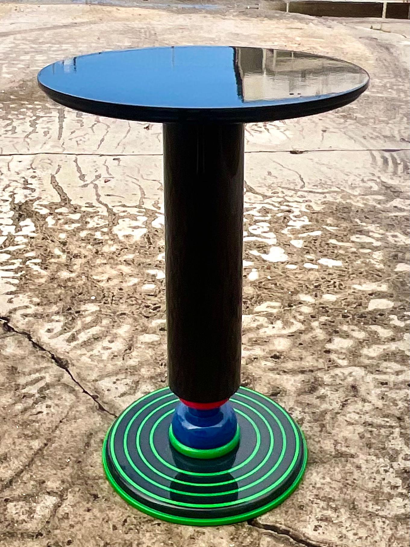 Contemporary Olivier Villatte Striped lacquered Drinks Table In Good Condition In west palm beach, FL
