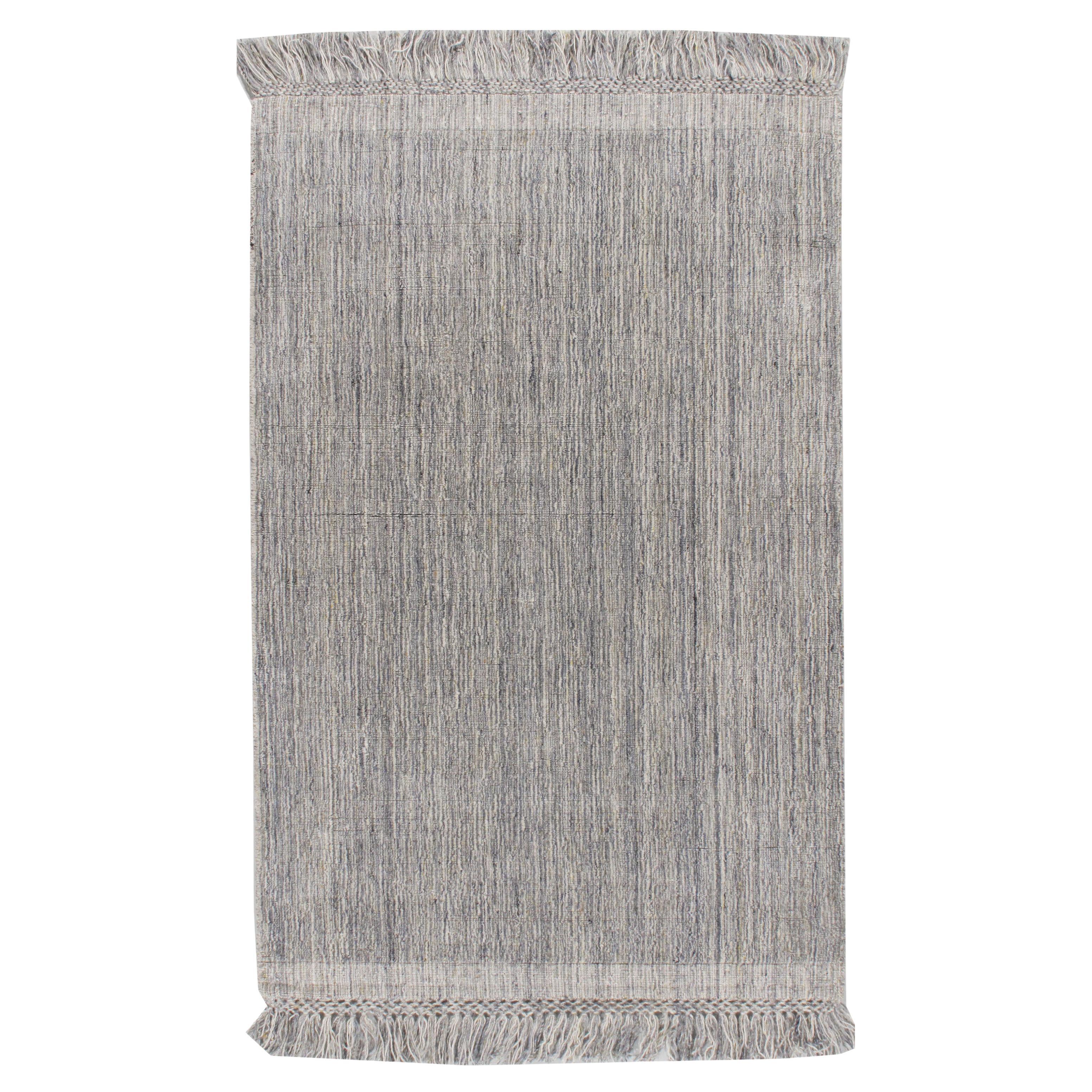 Zeitgenössischer Omni-Teppich in Silber, Anthrazit und Elfenbein  4' x 6'