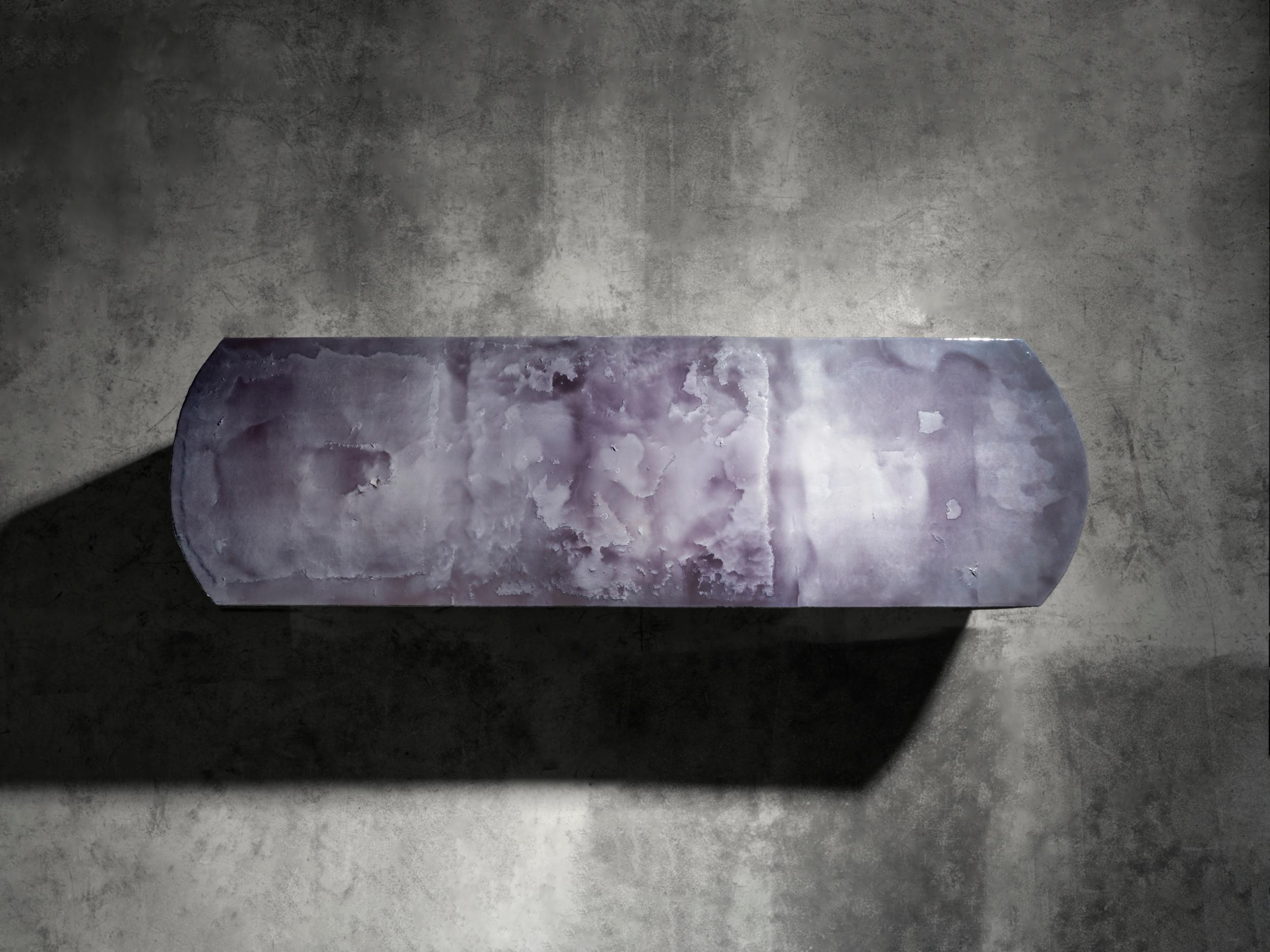 Mesa de comedor contemporánea única en su género Niebla arsénica Acero en venta