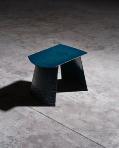 Contemporary one of a kind Petrol Waves Stool