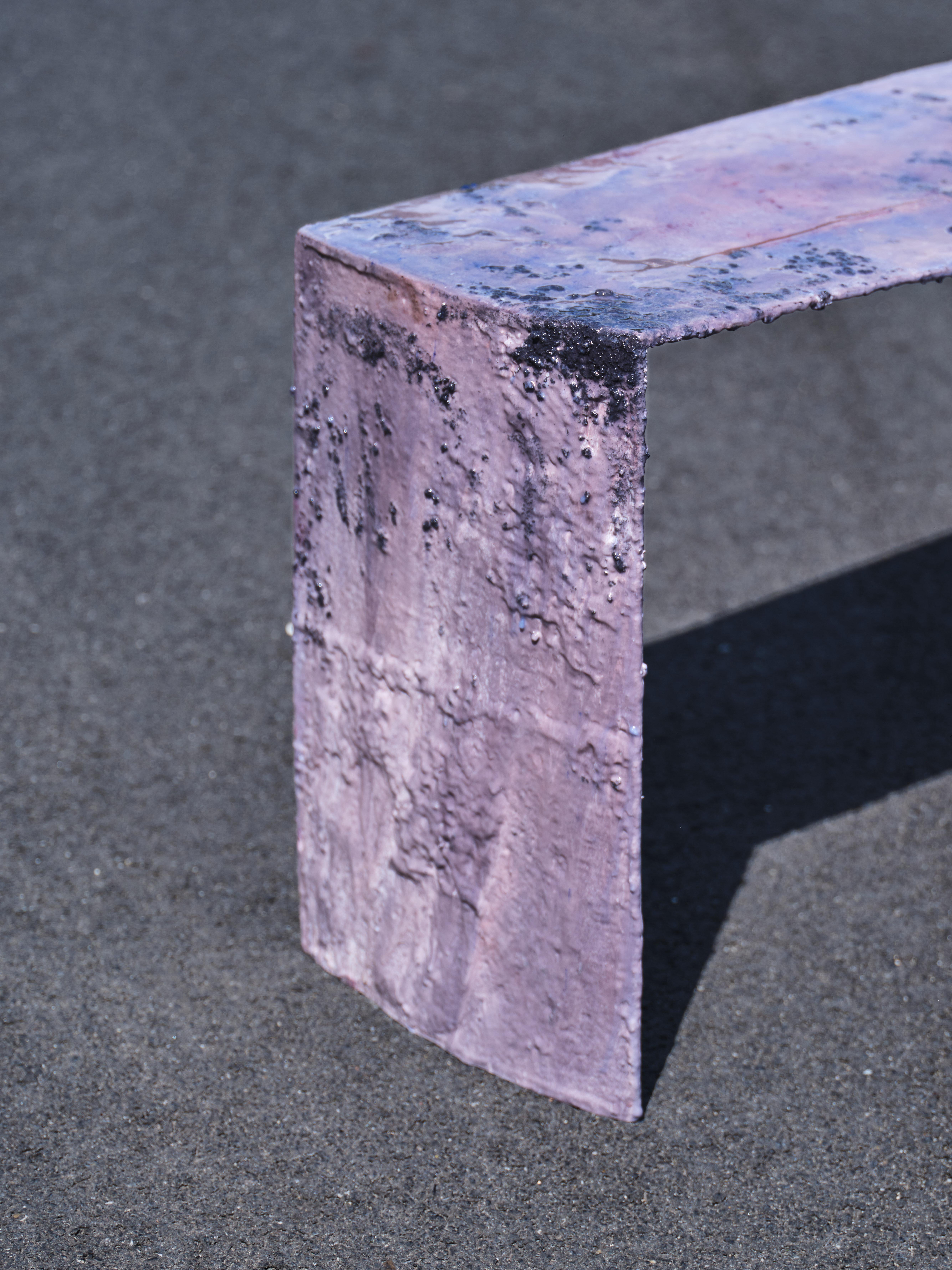 Steel Contemporary one of a kind Pink Bench For Sale