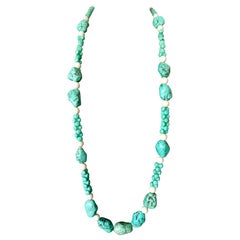 Contemporary One-of-a-Kind Statement Necklace with Turquoise & Quartz