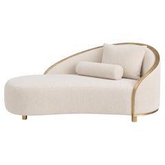 Contemporary Onor Daybed, DEDAR Beige Chenille and Brass, Handmade by Greenapple