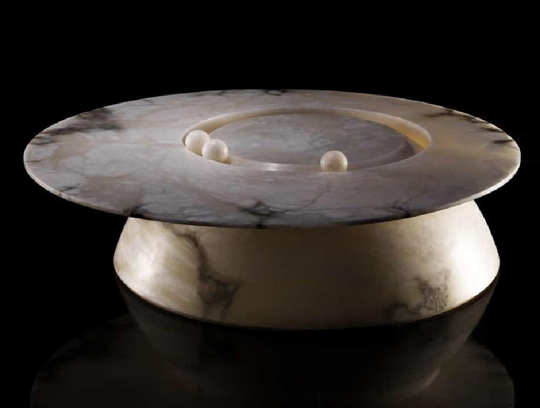 Spanish Contemporary Onyx Coffee Table with Rotating Top
