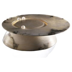 Contemporary Onyx Coffee Table with Rotating Top