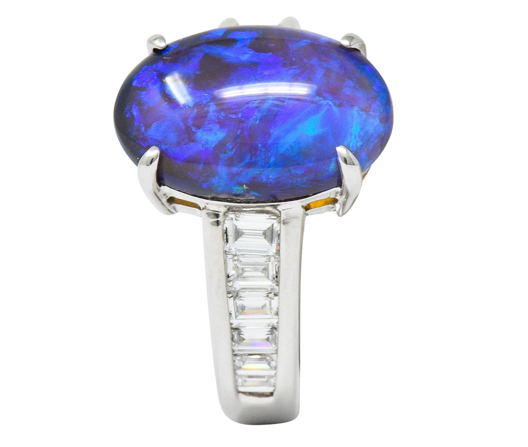 Contemporary Opal 1.27 Carat Diamond Platinum Gemstone Ring 3
