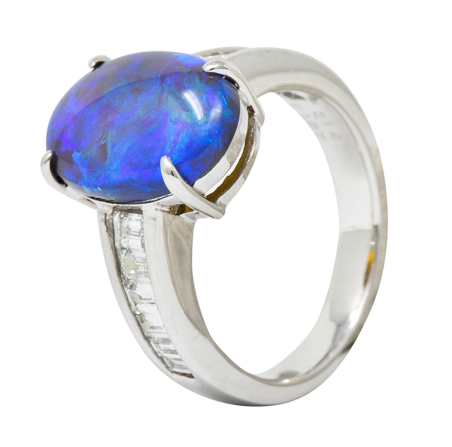Contemporary Opal 1.27 Carat Diamond Platinum Gemstone Ring 1