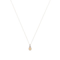 Contemporary Opal and Diamond Pendant Necklace in Yellow Gold